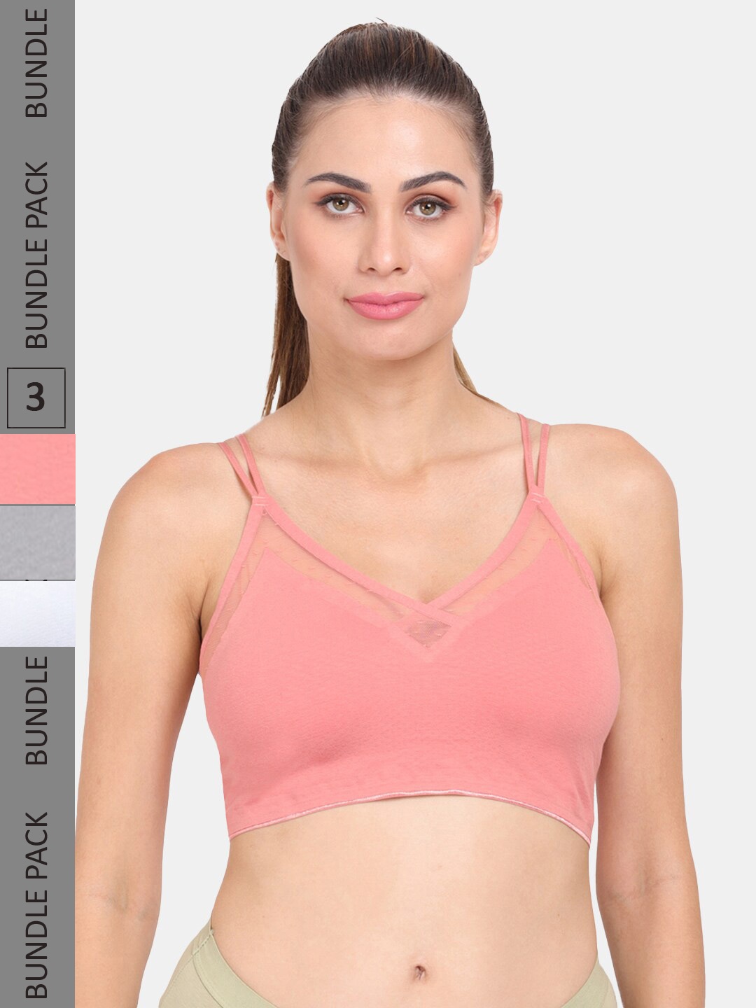 Amour Secret Pack of 3 Lightly Padded Bra, Coral