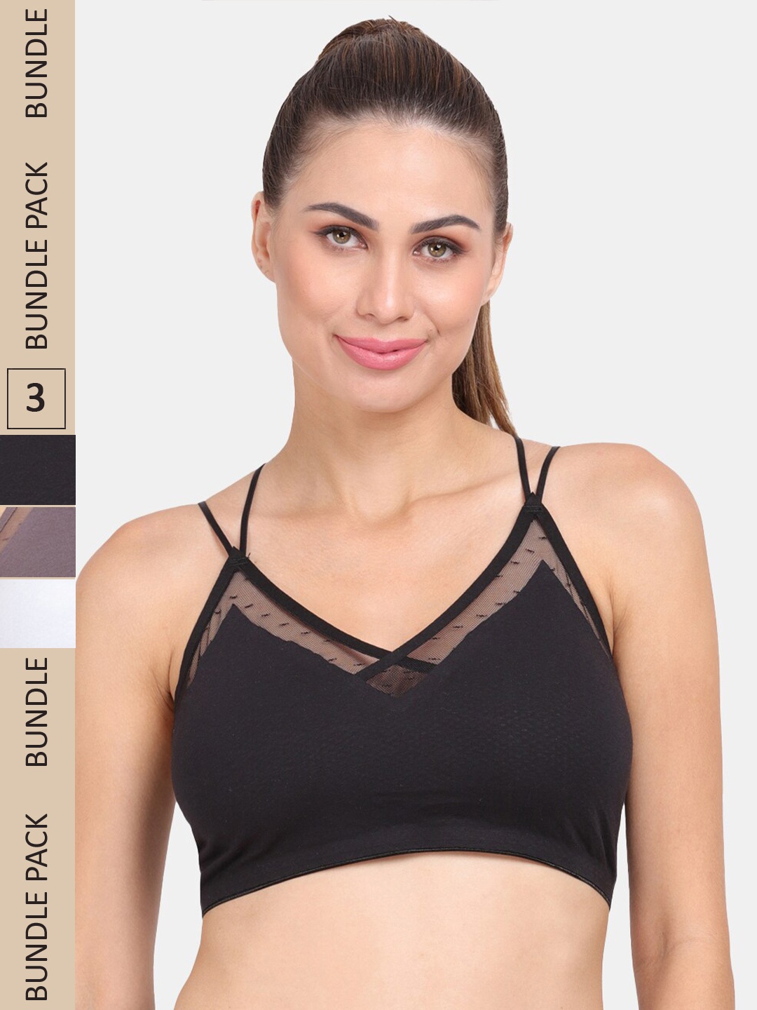 

Amour Secret Pack of 3 Anti-Odour Sports Bra - Lightly Padded, Black
