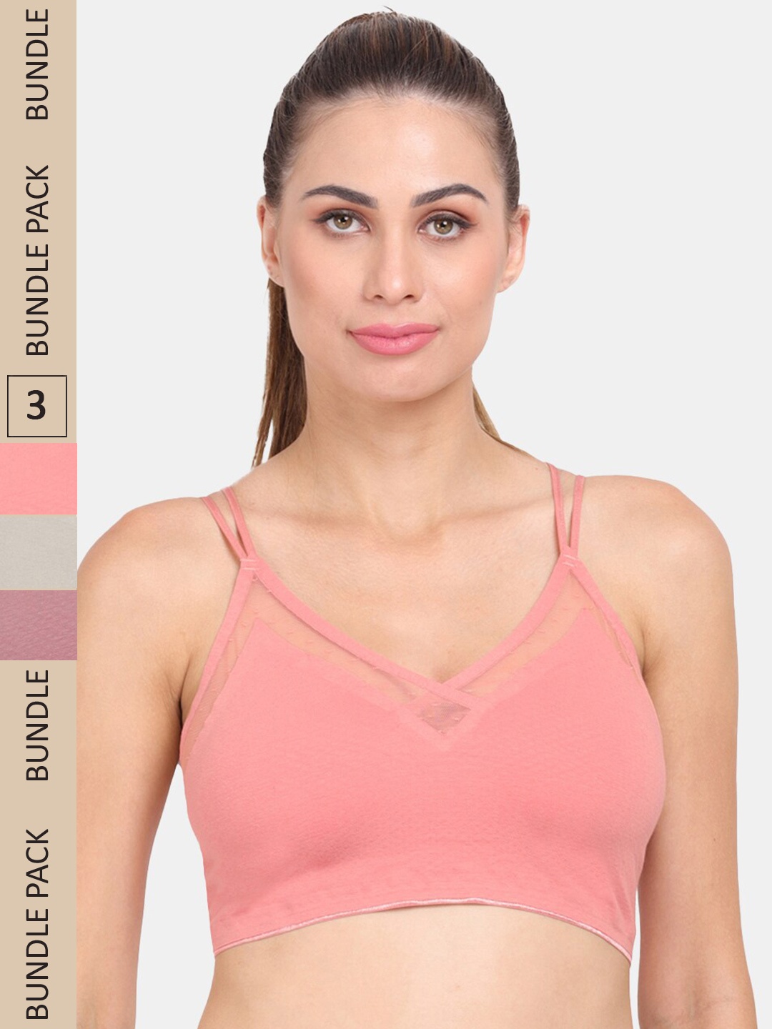 

Amour Secret Pack of 3 Anti-Odour Sports Bra - Lightly Padded, Coral