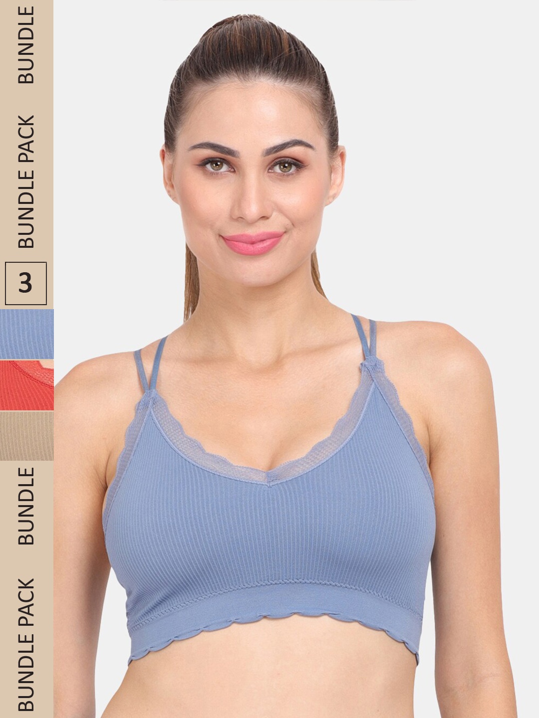 

Amour Secret Pack of 3 Anti-Odour Sports Bra - Lightly Padded, Blue