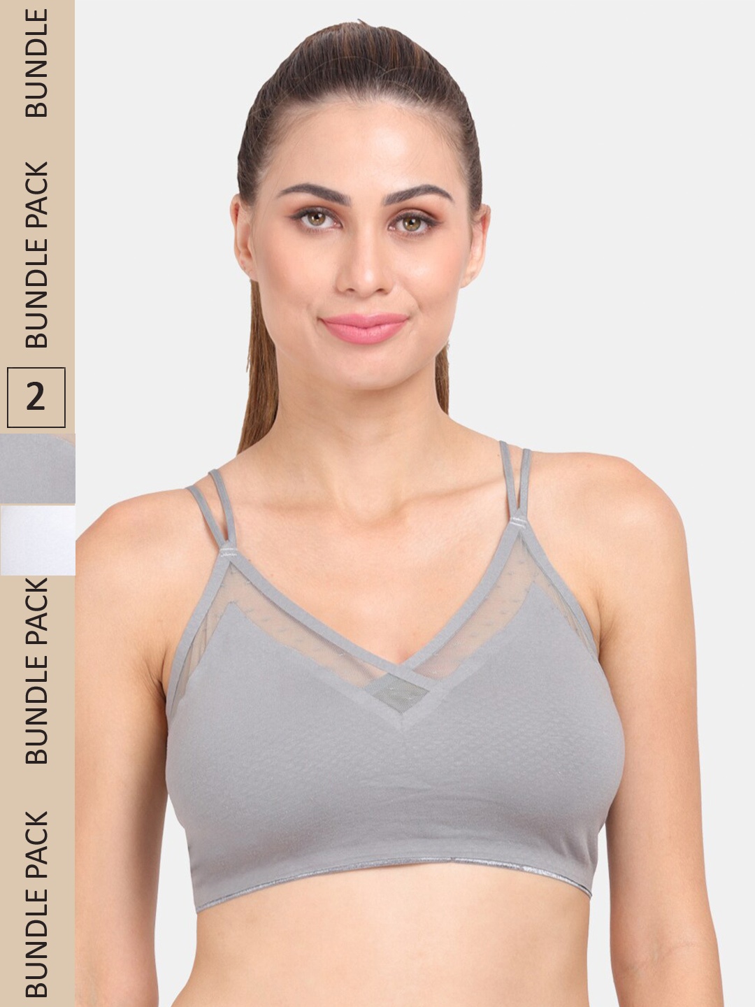 

Amour Secret Pack of 2 Anti-Odour Sports Bra - Lightly Padded, Grey