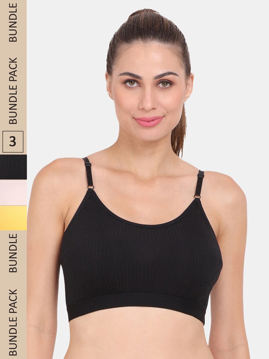 

Amour Secret Pack of 3 Anti-Odour Sports Bra - Lightly Padded, Black