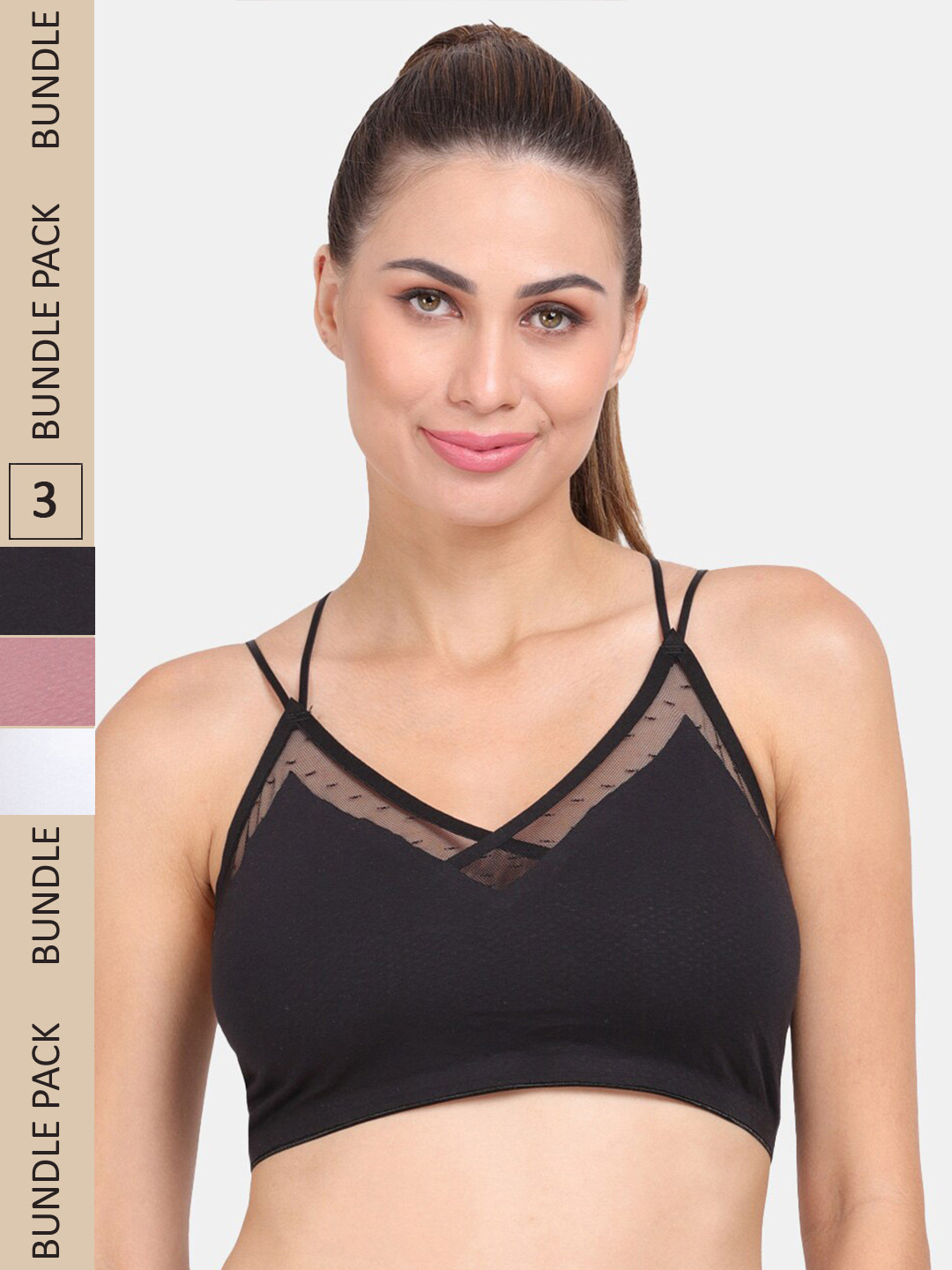 

Amour Secret Pack Of 3 Geometric Lightly Padded Bra, Black