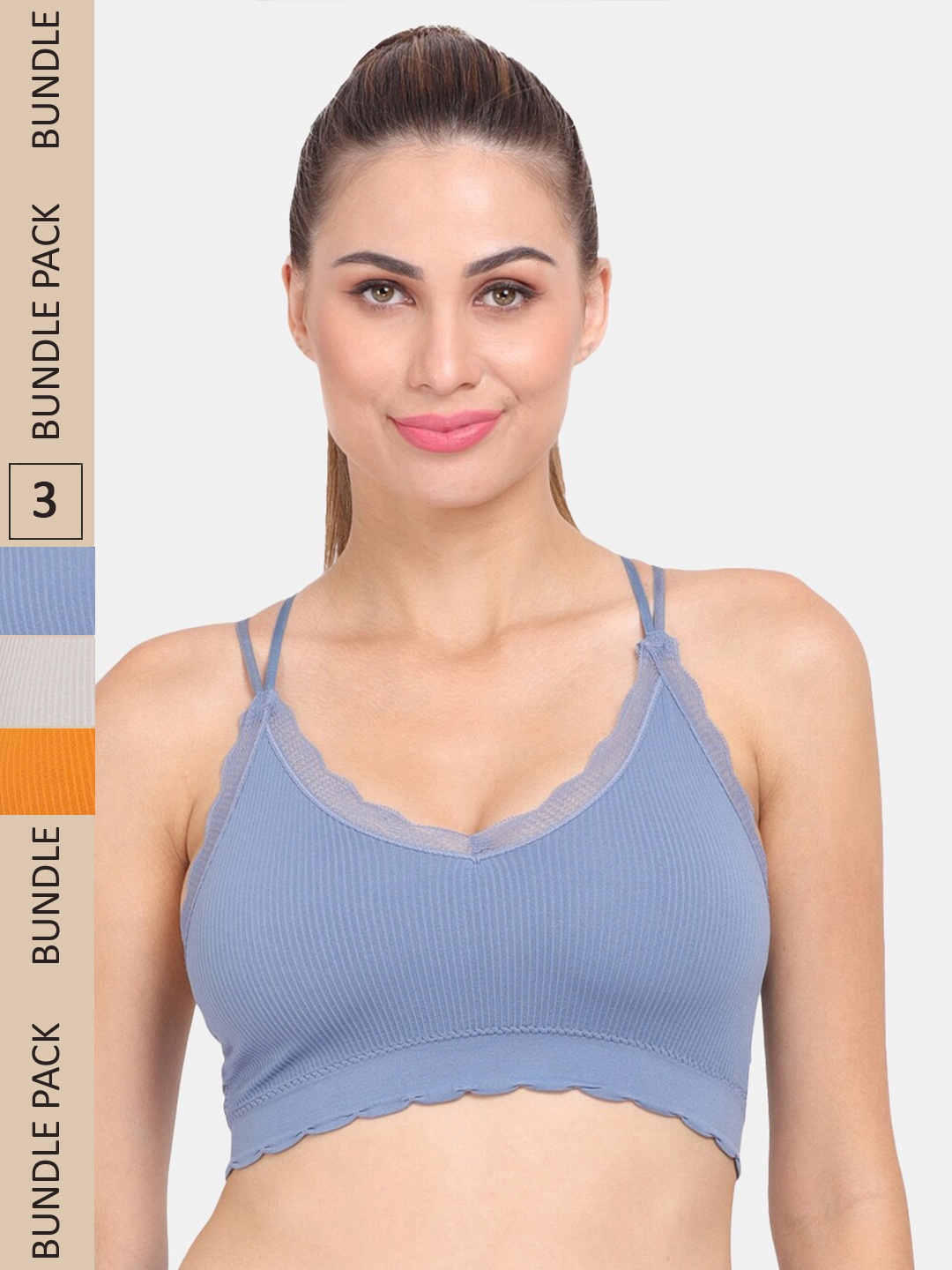 

Amour Secret Pack Of 3 Bra Lightly Padded, Blue