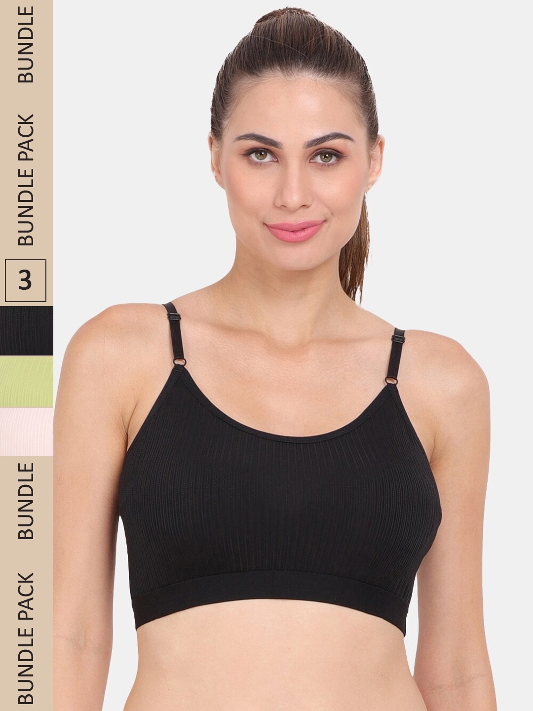 

Amour Secret Pack Of 3 Lightly Padded Sports Bra, Black