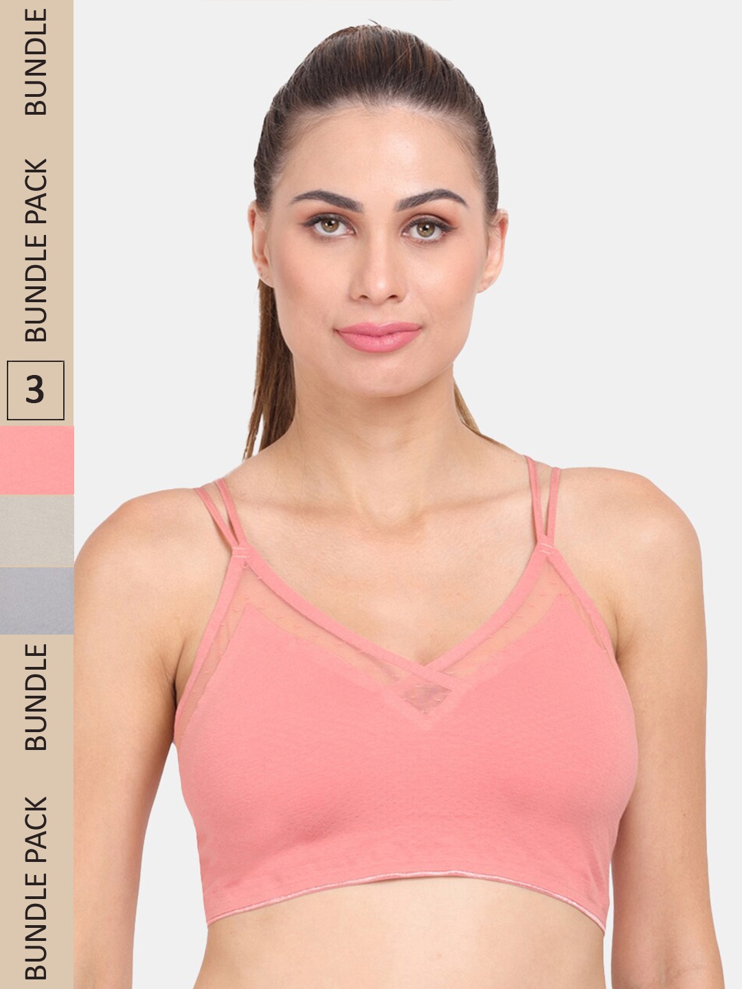 

Amour Secret Pack of 3 Anti-Odour Sports Bra - Lightly Padded, Grey
