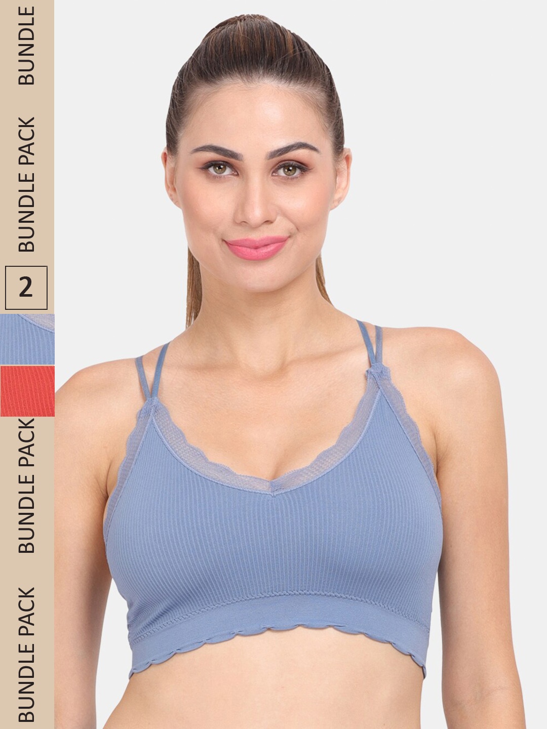 

Amour Secret Pack of 2 Lightly Padded Workout Bra, Blue