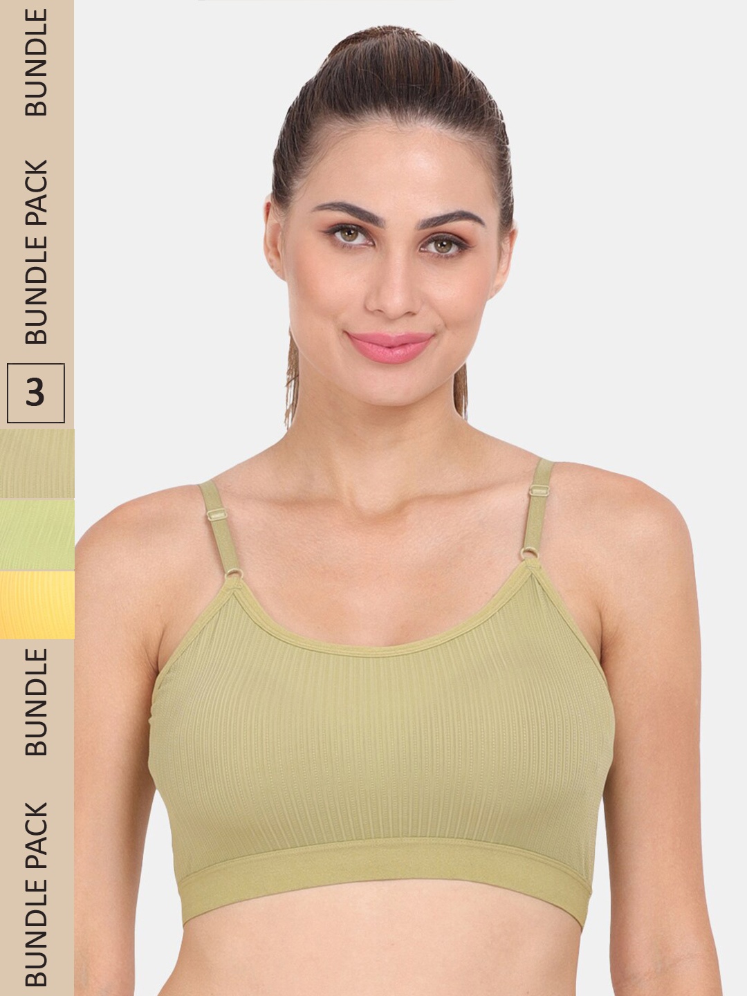 

Amour Secret Pack of 3 Lightly Padded Workout Bra, Green