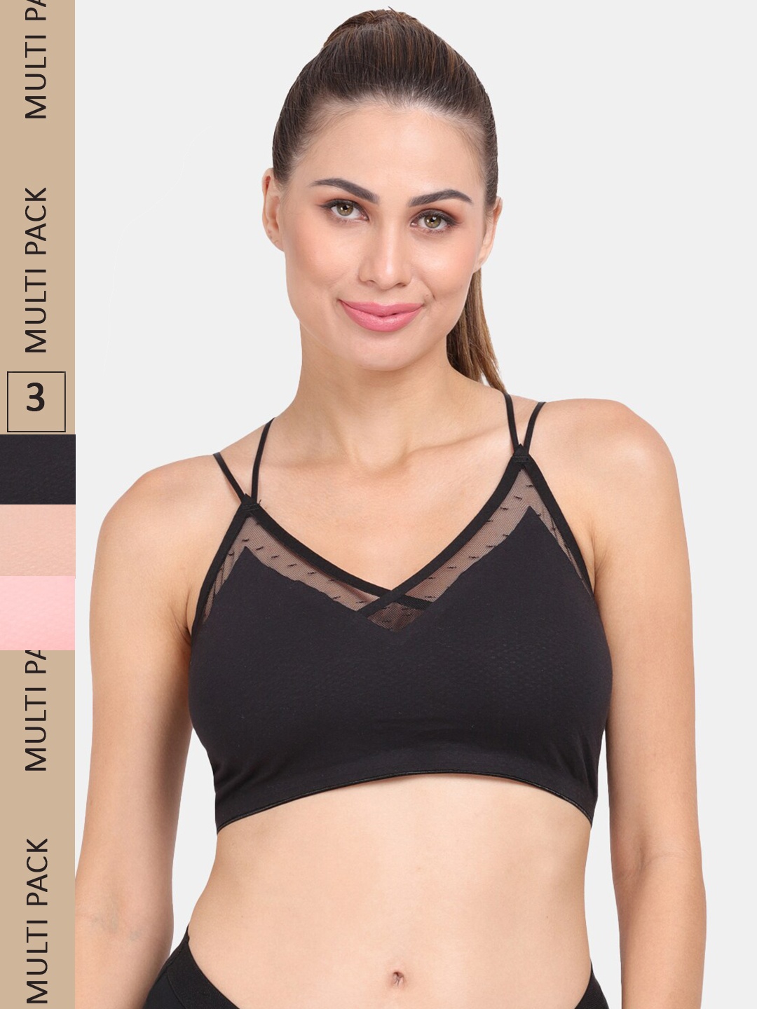 

Amour Secret Pack of 3 Lightly Padded Workout Bra, Red