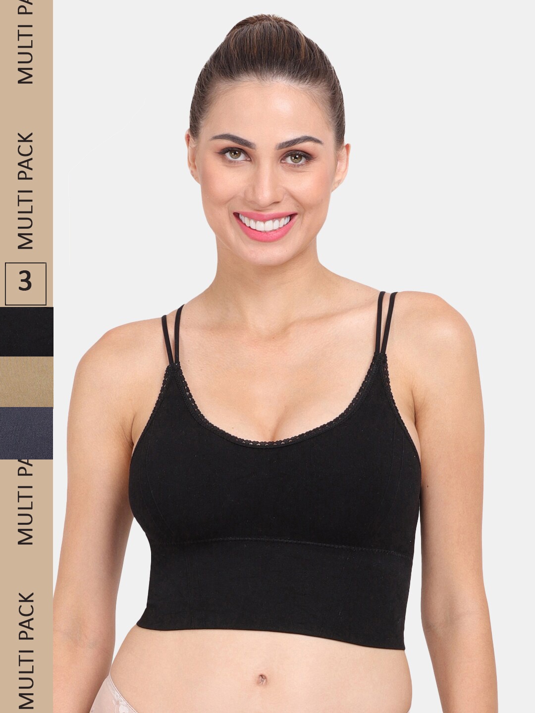 

Amour Secret Pack of 3 Lightly Padded Workout Bra, Blue
