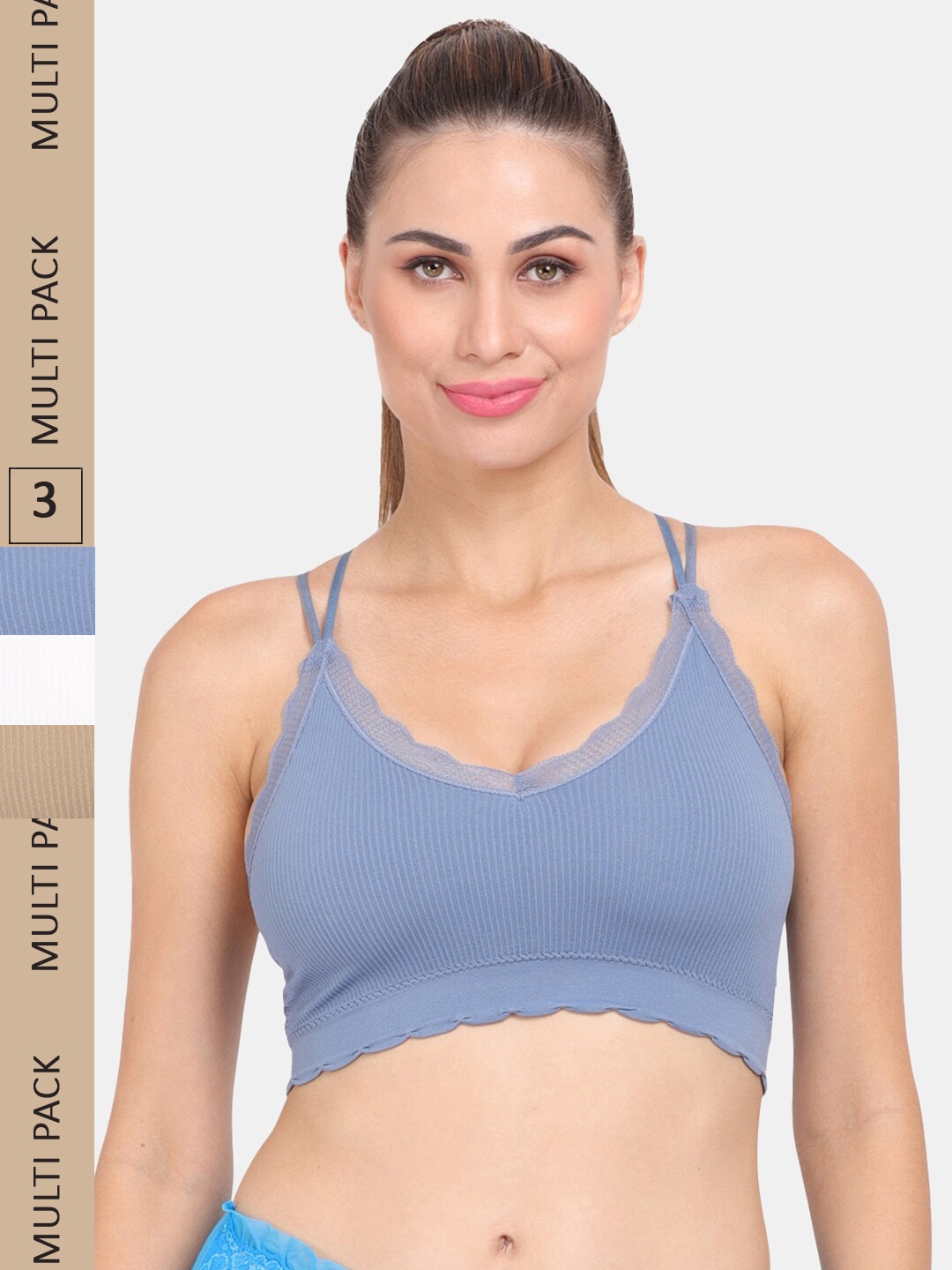 

Amour Secret Pack of 3 Lightly Padded Bra, Blue