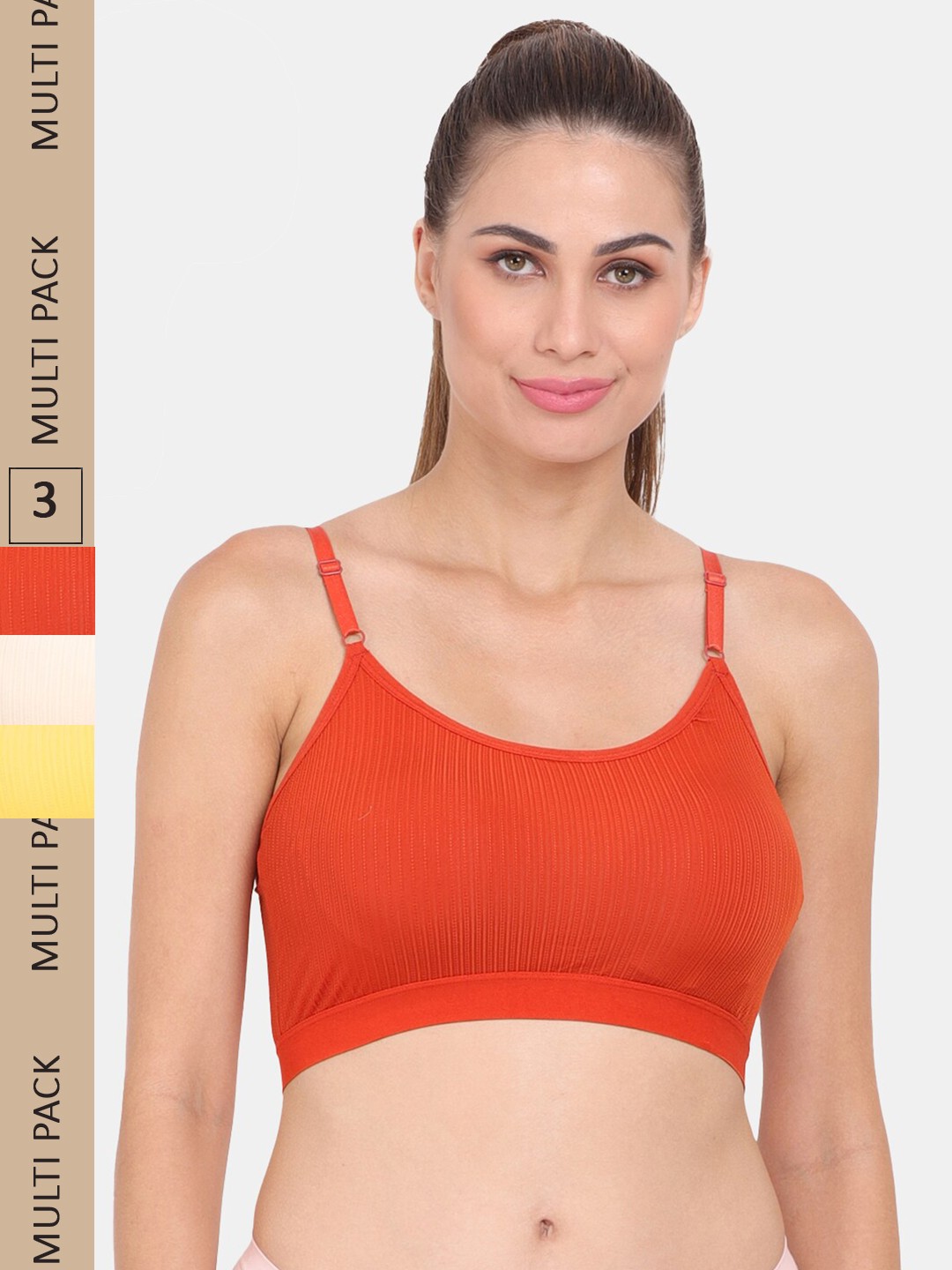 

Amour Secret Pack of 3 Lightly Padded Sports Bra, Rust