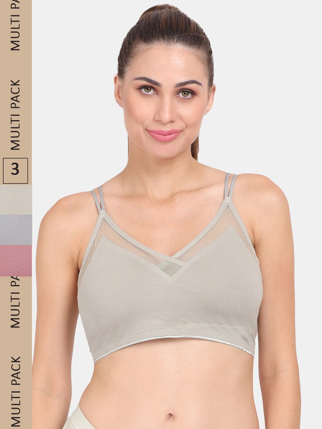 

Amour Secret Pack of 3 Lightly Padded Sports Bra, Green
