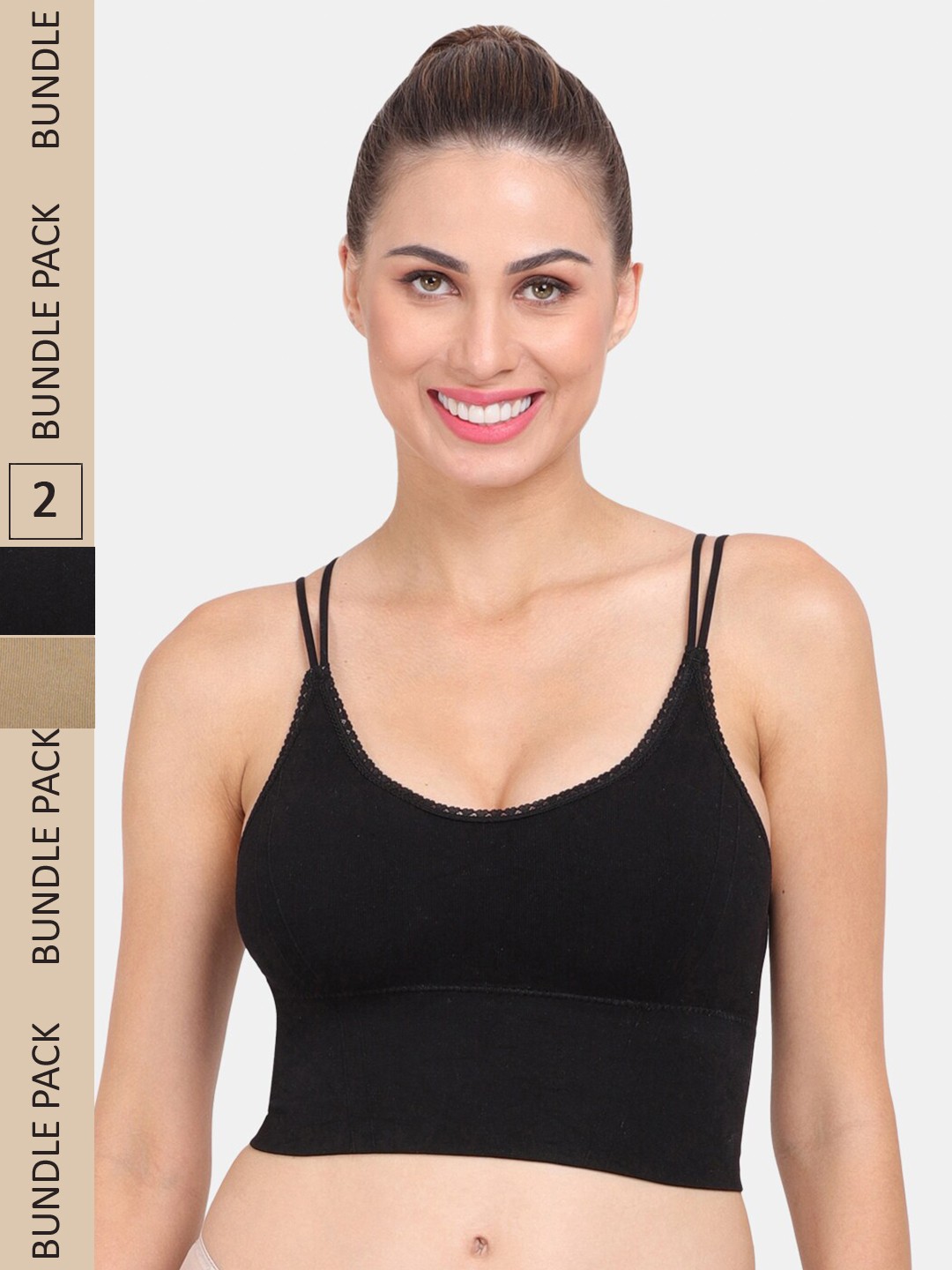 

Amour Secret Pack of 2 Lightly Padded Sports Bra, Black