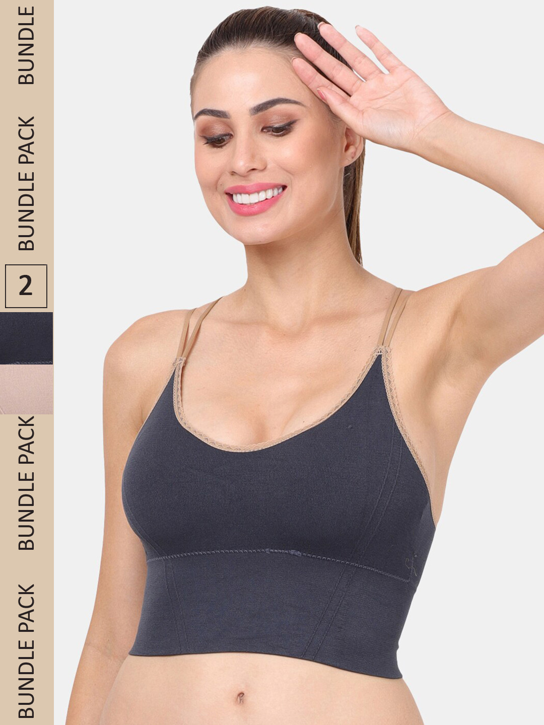 

Amour Secret Pack Of 2 Lightly Padded Anti Odour Sports Bra, Charcoal