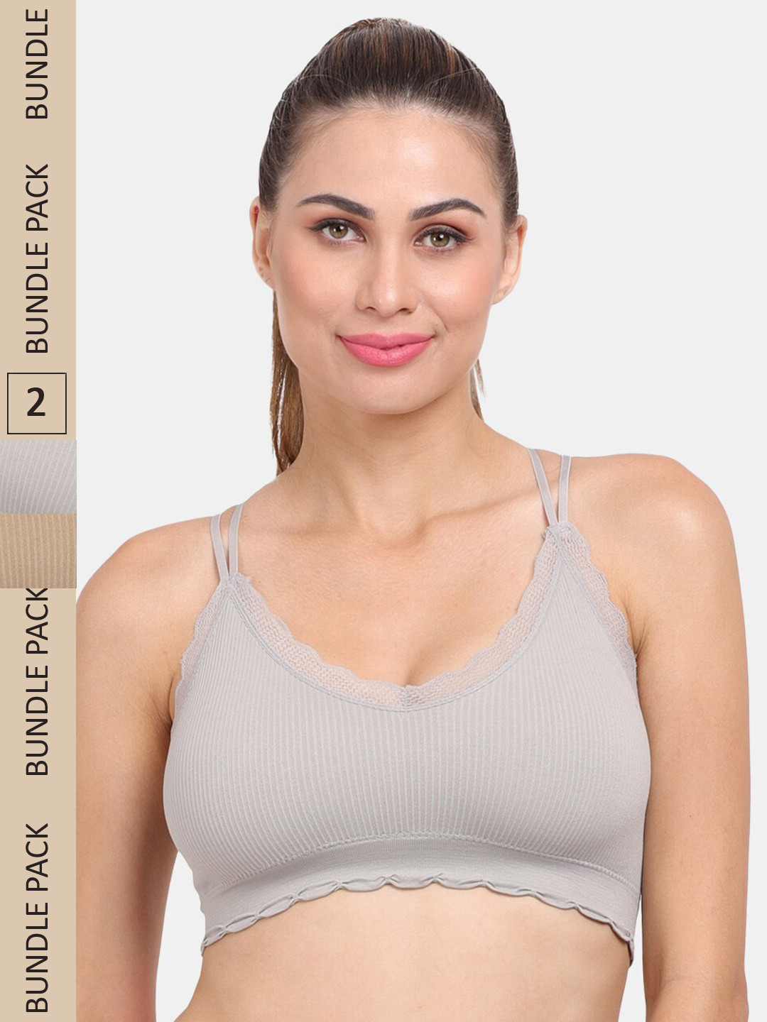 

Amour Secret Pack of 2 Lightly Padded Anti Odour Sports Bra, Brown