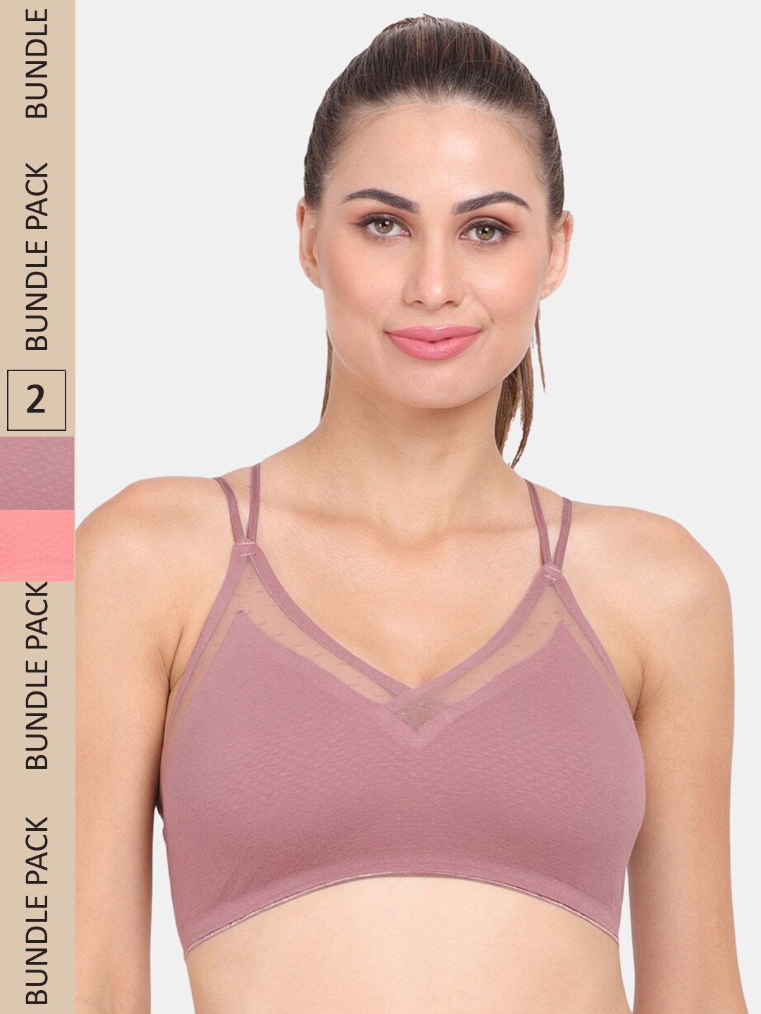 

Amour Secret Pack of 2 Lightly Padded Anti Odour Sports Bra, Pink