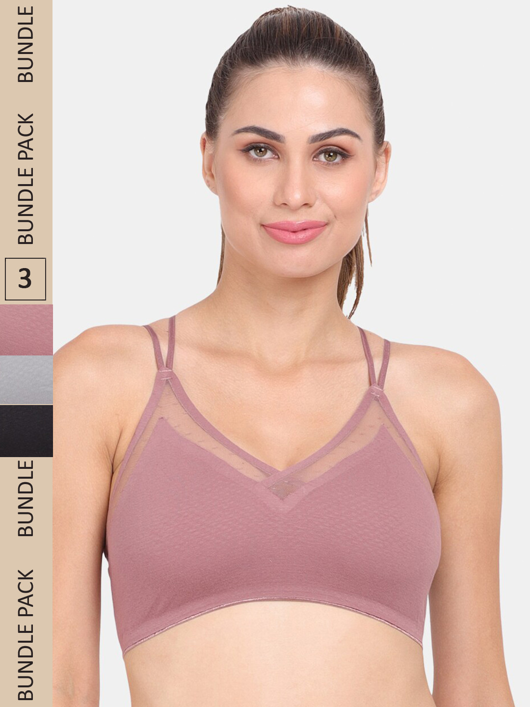 

Amour Secret Pack of 3 Lightly Padded Anti Odour Sports Bra, Black