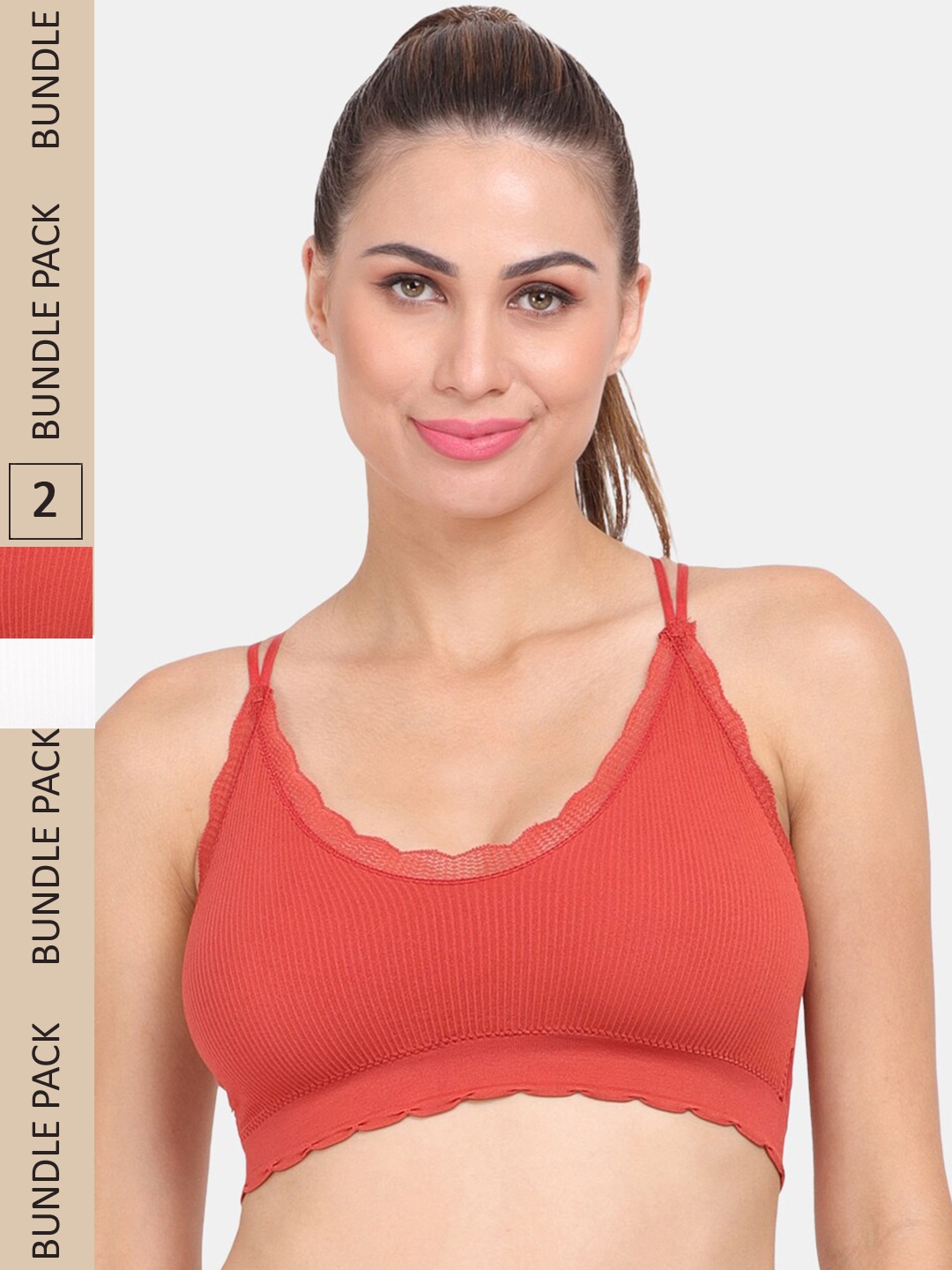 

Amour Secret Pack of 2 Lightly Padded Anti-Odour Sports Bra, Rust