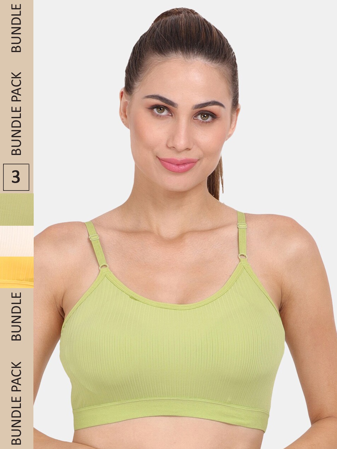 

Amour Secret Pack of 3 Lightly Padded Anti-Odour Sports Bra, Green