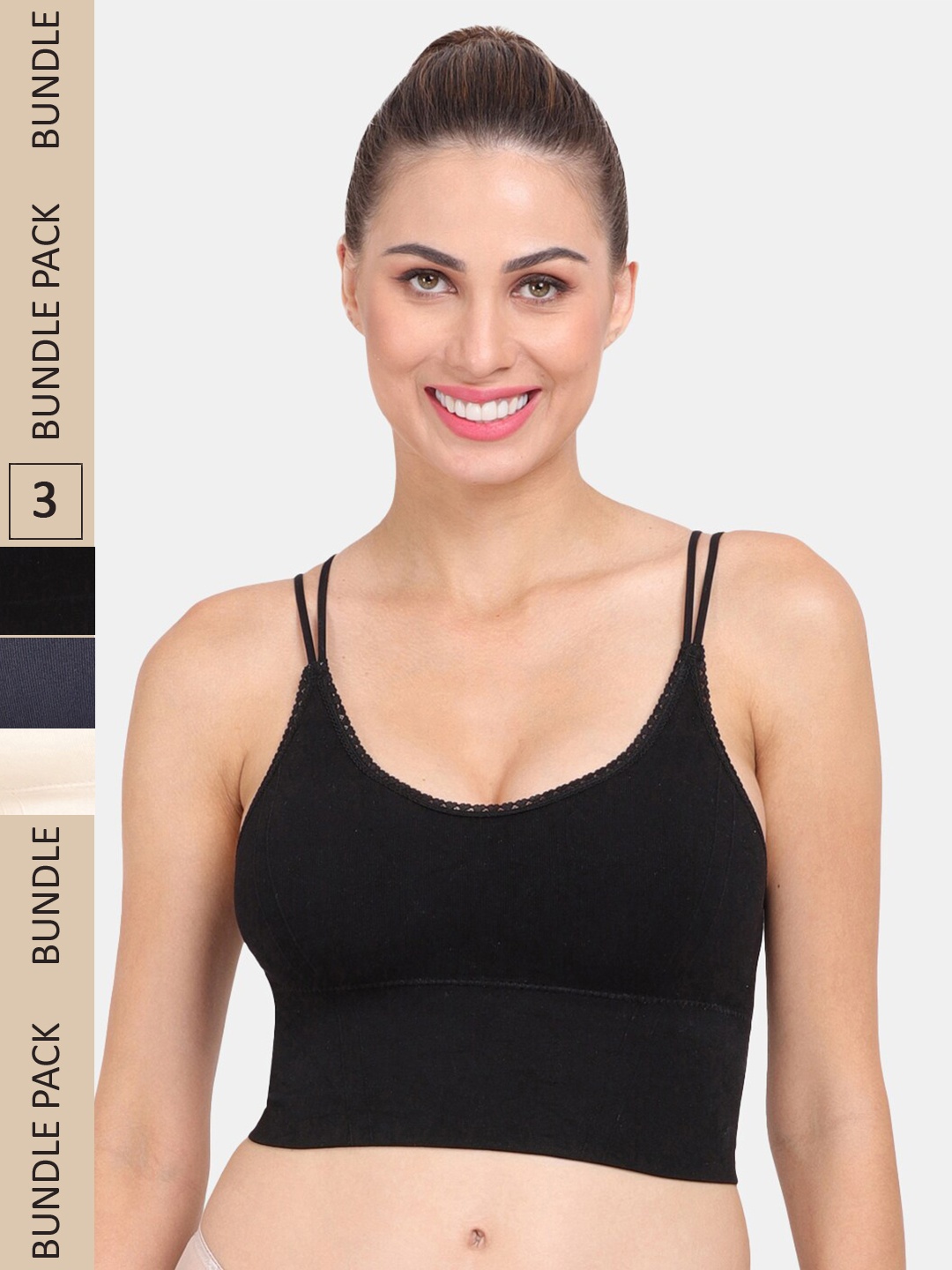 

Amour Secret Pack of 3 Lightly Padded Anti-Odour Sports Bra, Black