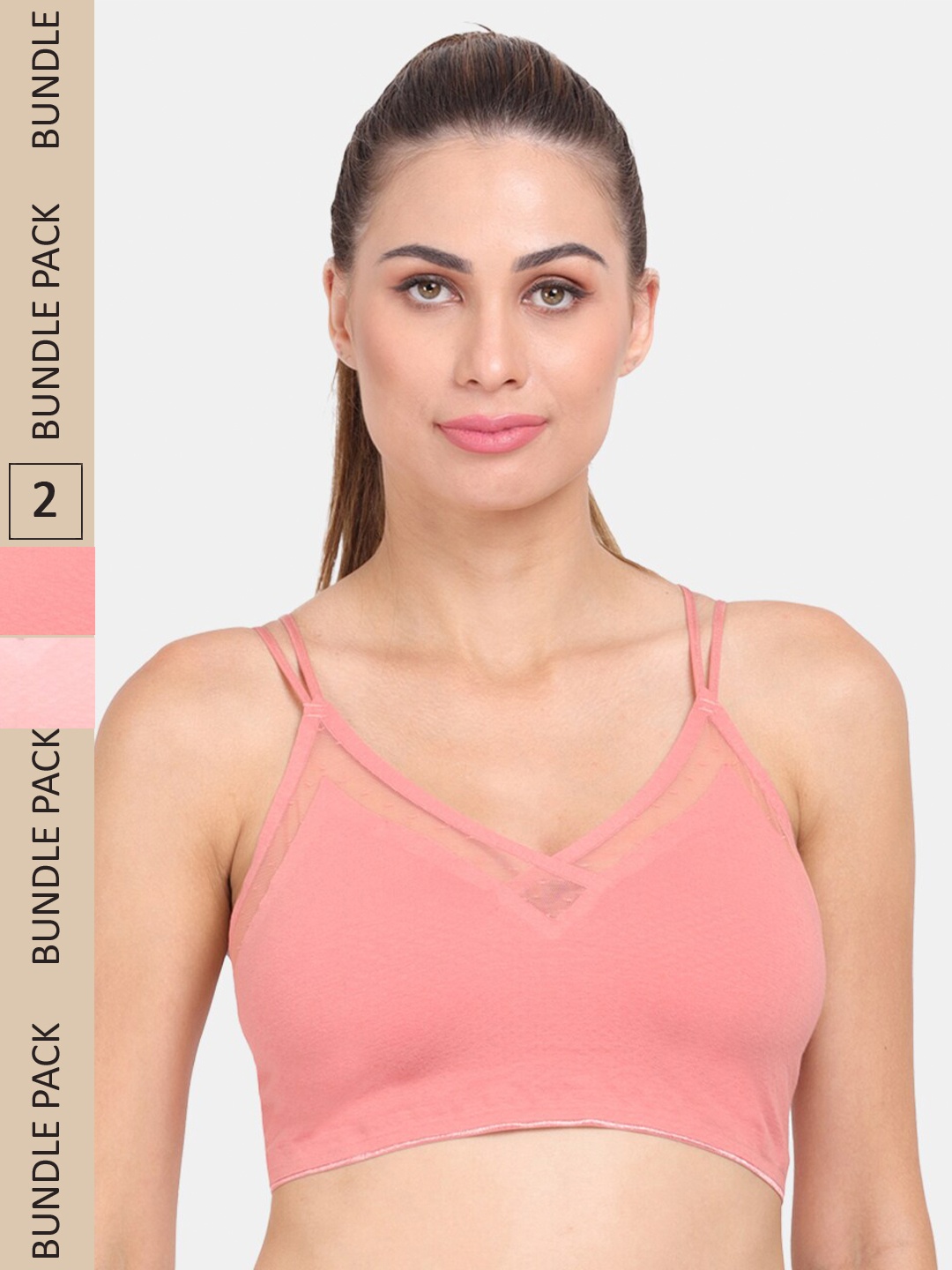 

Amour Secret Pack of 2 Lightly Padded Sports Bra, Coral