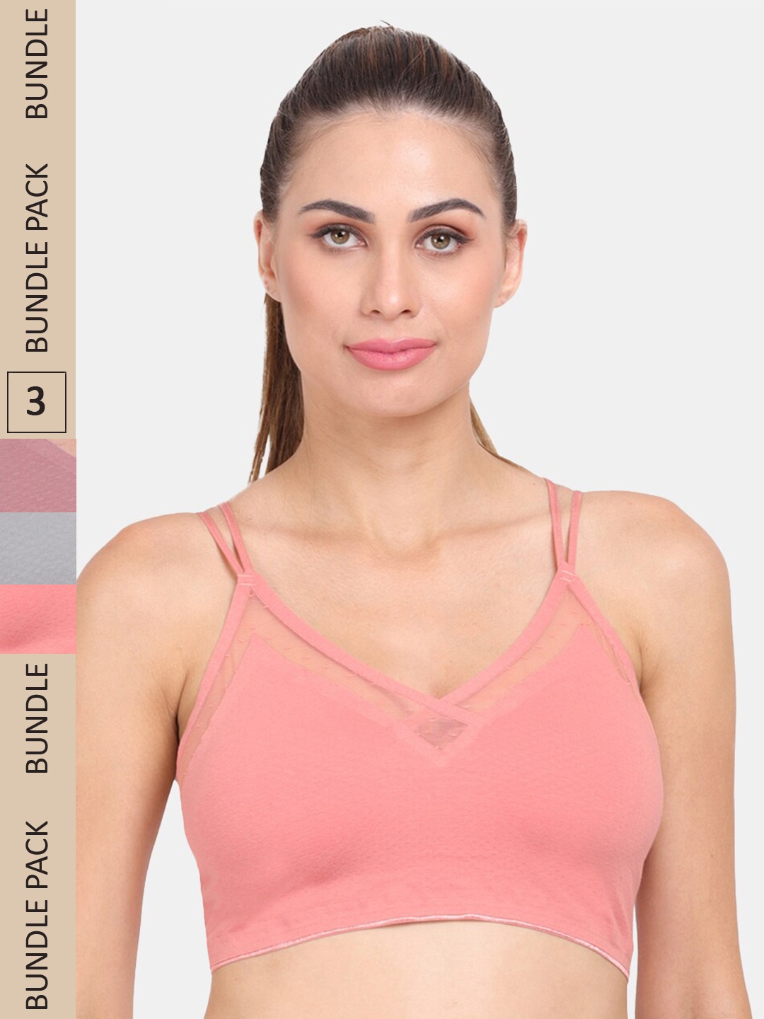

Amour Secret Pack of 3 Lightly Padded Sports Bra, Coral