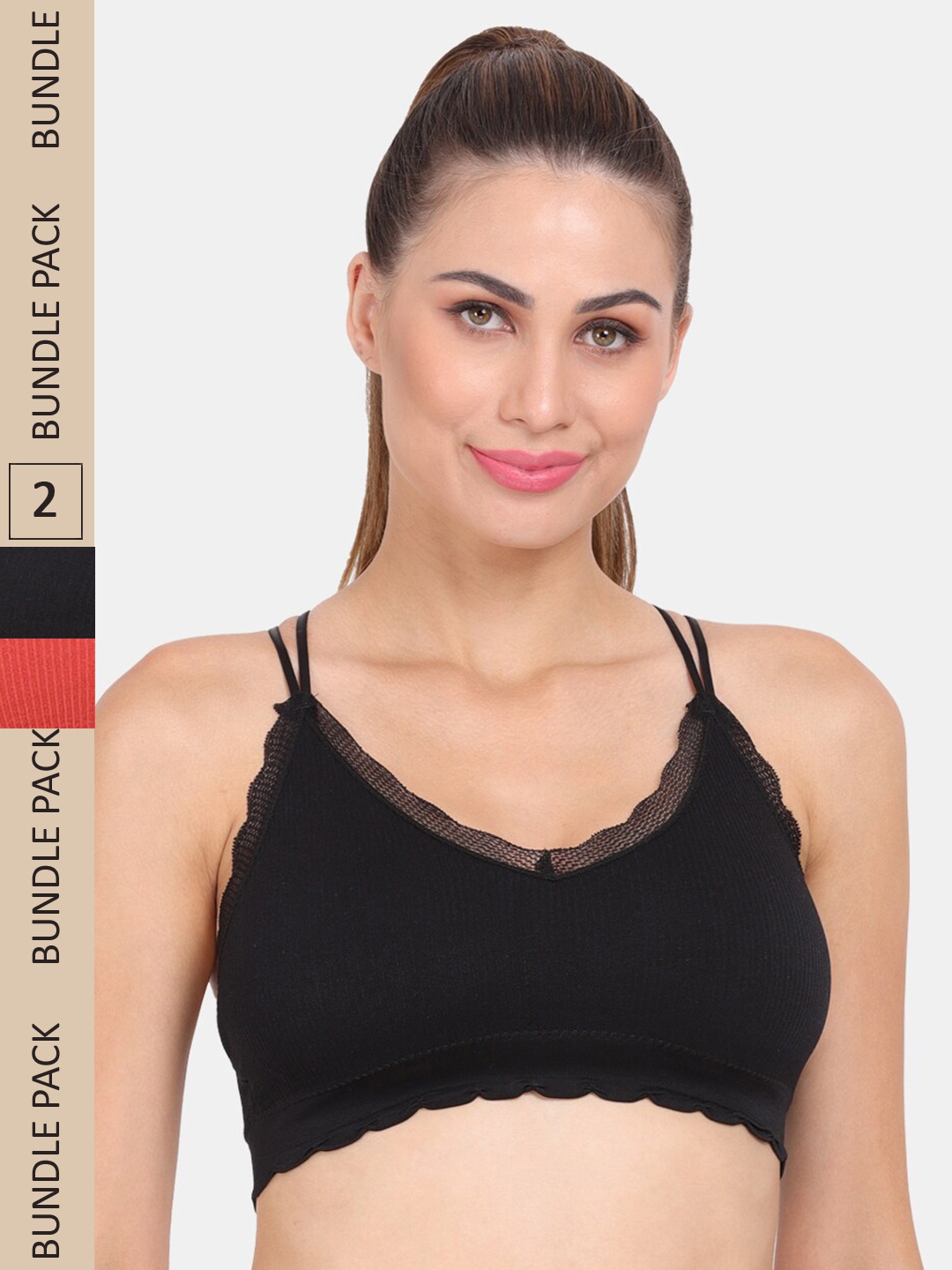 

Amour Secret Pack of 2 Lightly Padded Sports Bra, Black