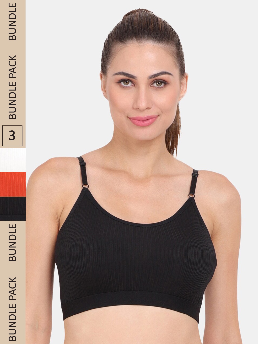 

Amour Secret Pack of 3 Lightly Padded Sports Bra, Black
