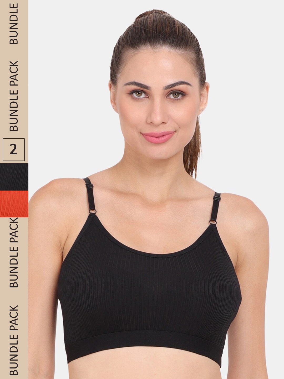 

Amour Secret Pack Of 2 Lightly Padded Non Wired Anti-Odour Workout Sports Bra, Black