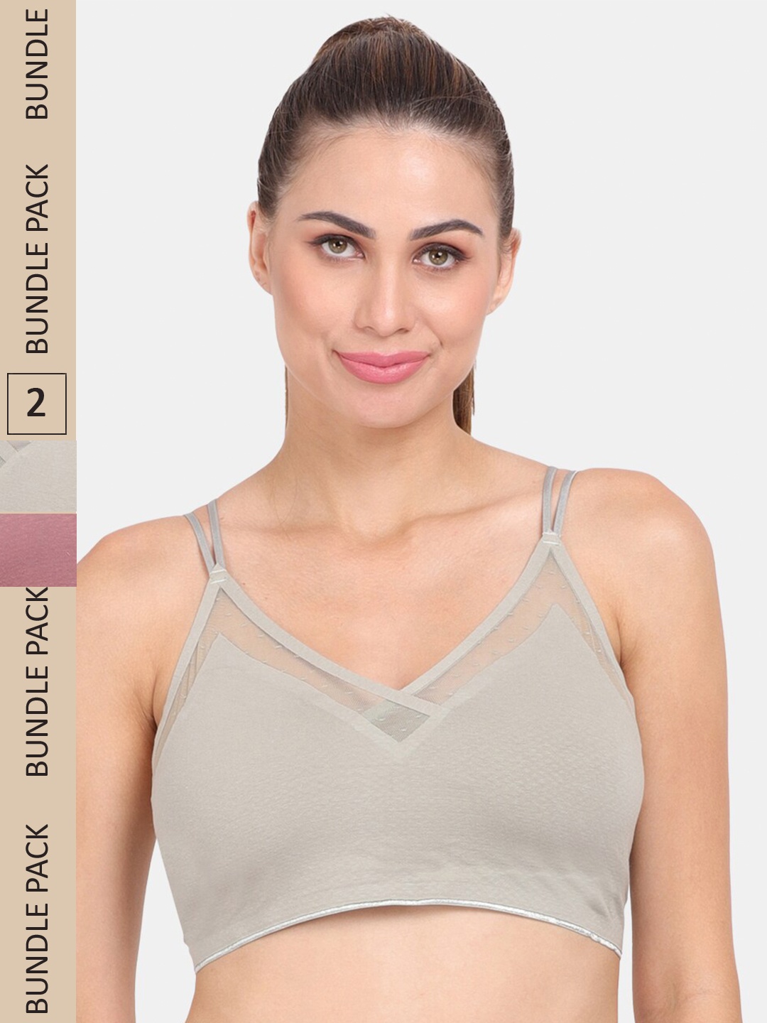 

Amour Secret Pack Of 2 Lightly Padded Non Wired Anti-Odour Workout Sports Bra, Green