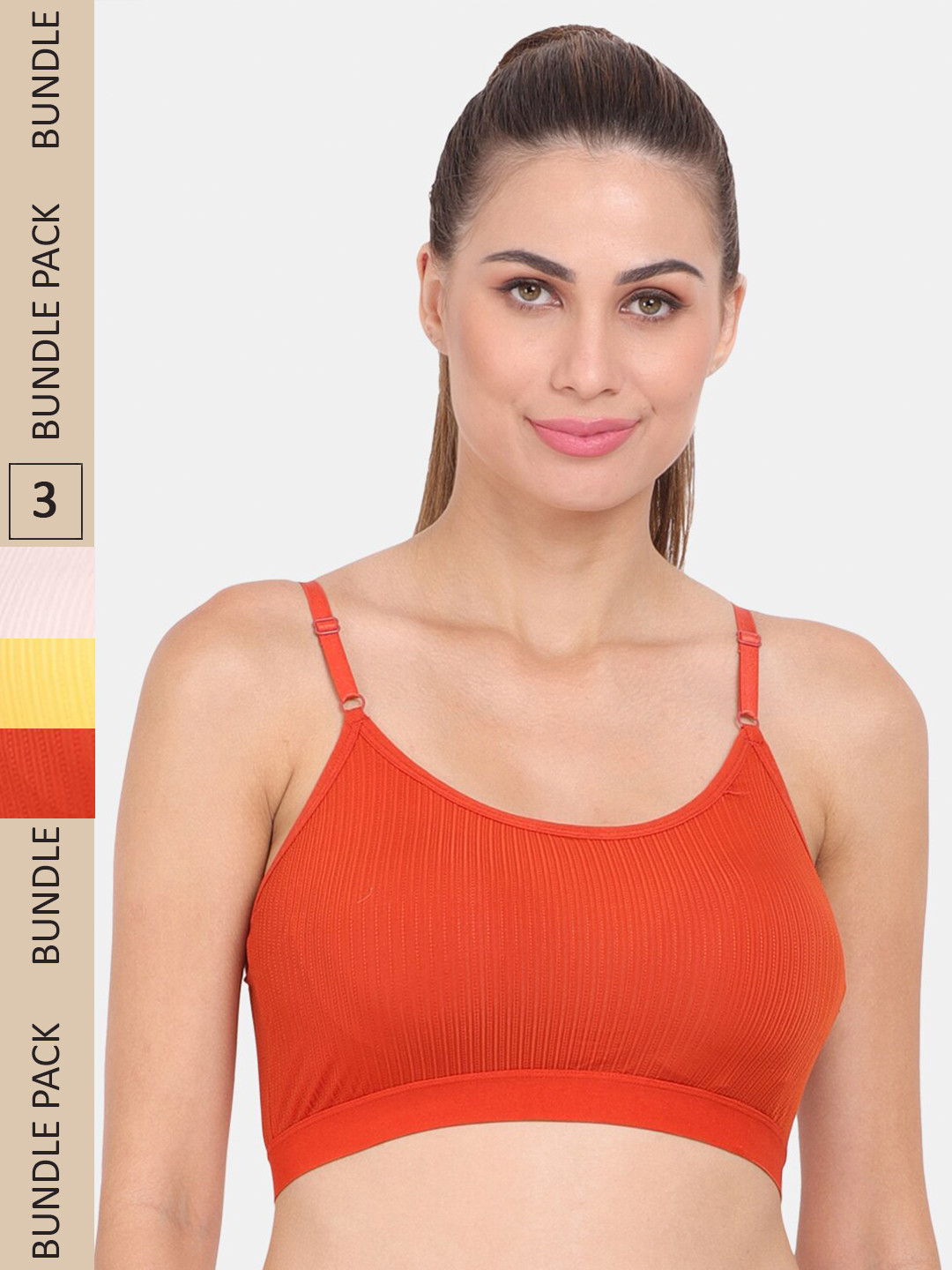 

Amour Secret Pack Of 3 Lightly Padded Non Wired Anti-Odour Sports Bra, Pink