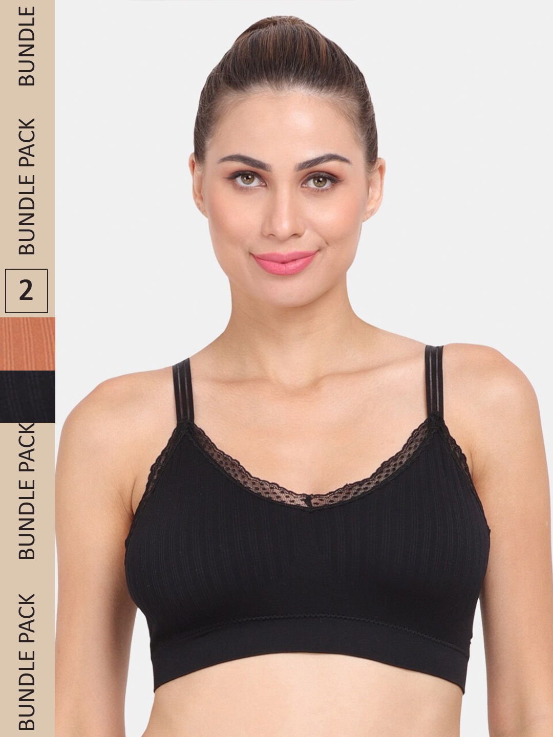 

Amour Secret Pack Of 2 Lightly Padded Non Wired Anti-Odour Sports Bra, Black