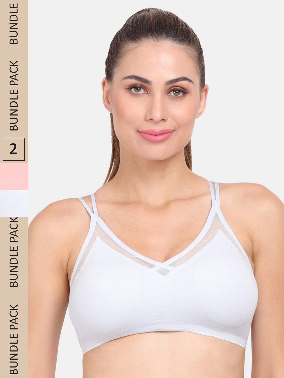 

Amour Secret Pack Of 2 Geometric Lightly Padded Non-Wired Workout Bra, Pink
