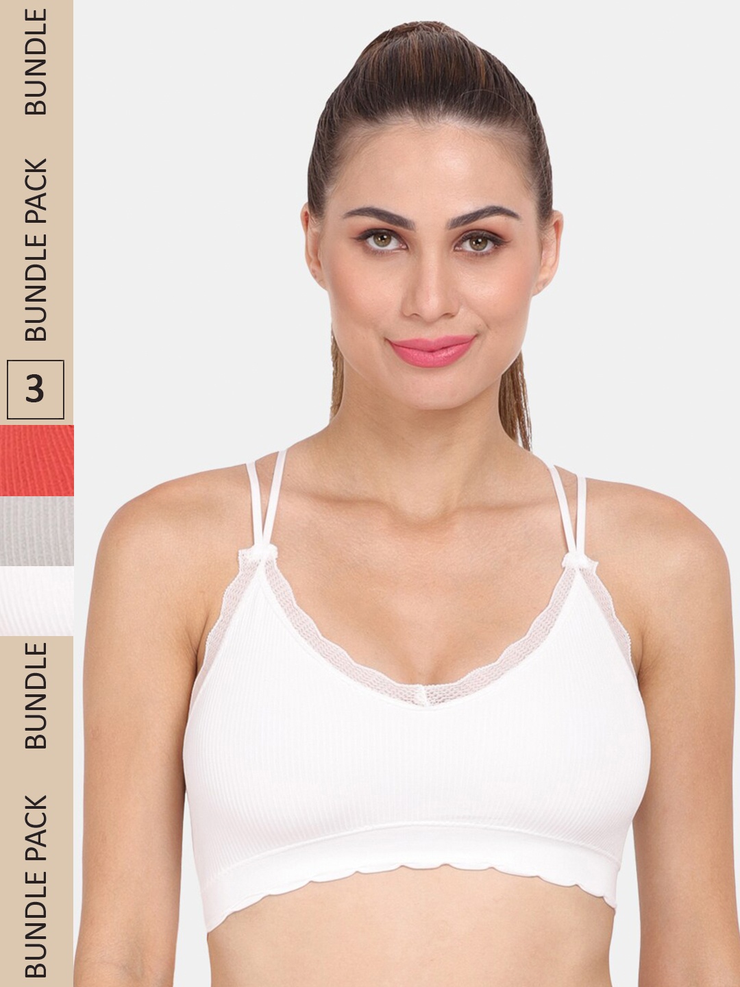 

Amour Secret Pack Of 3 Lightly Padded Non-Wired Workout Bra, Grey
