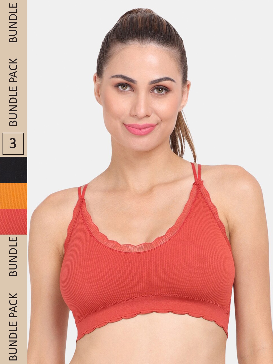 

Amour Secret Pack Of 3 Lightly Padded Workout Bra, Black