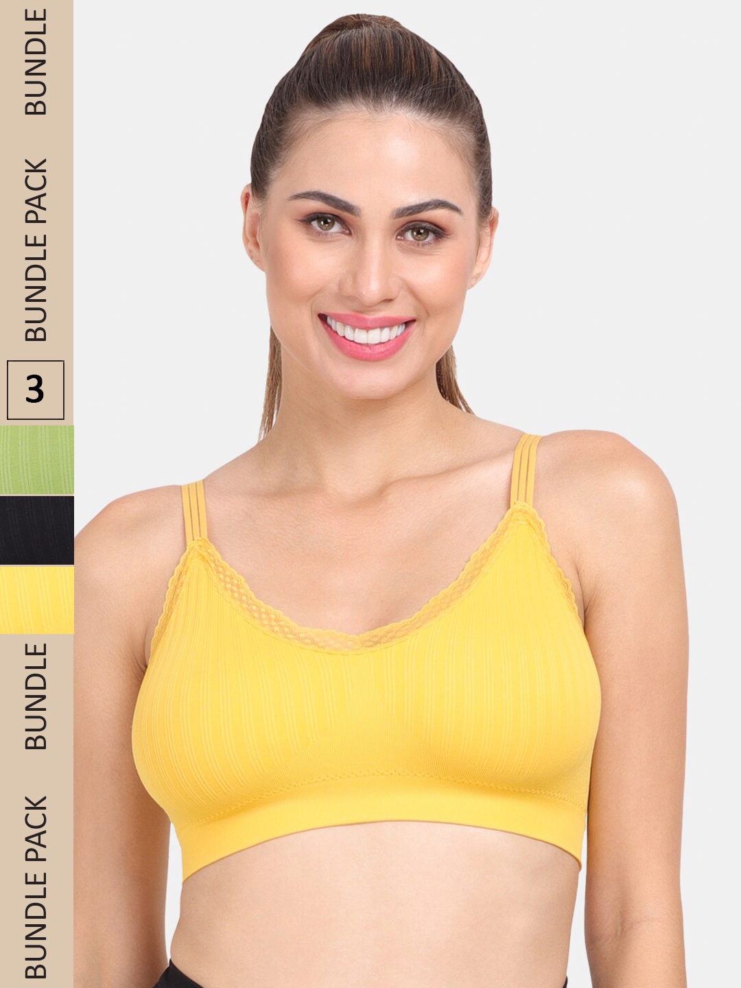 

Amour Secret Pack of 3 Anti-Odour Sports Bra - Lightly Padded, Black