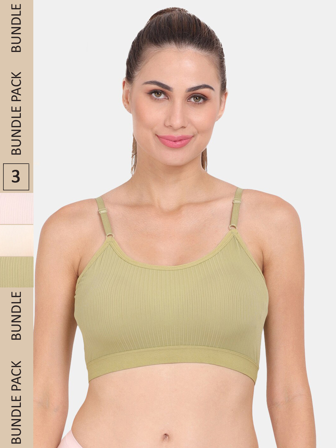 

Amour Secret Pack of 3 Anti-Odour Sports Bra - Lightly Padded, Olive