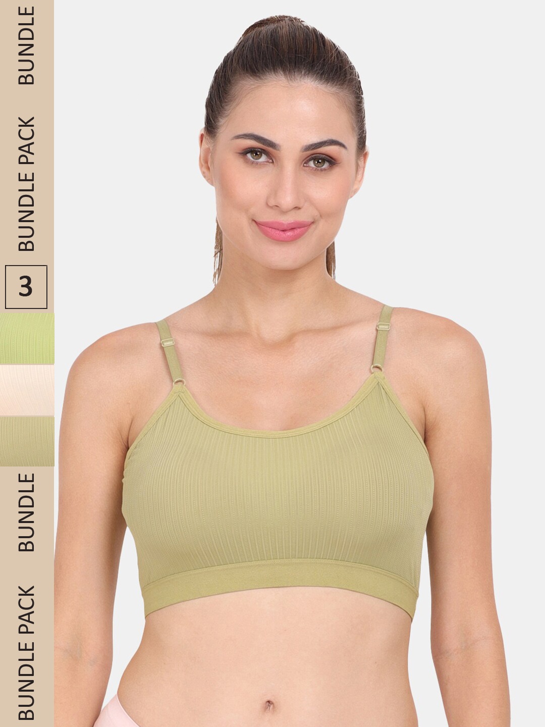 

Amour Secret Pack of 3 Anti-Odour Sports Bra - Lightly Padded, Green