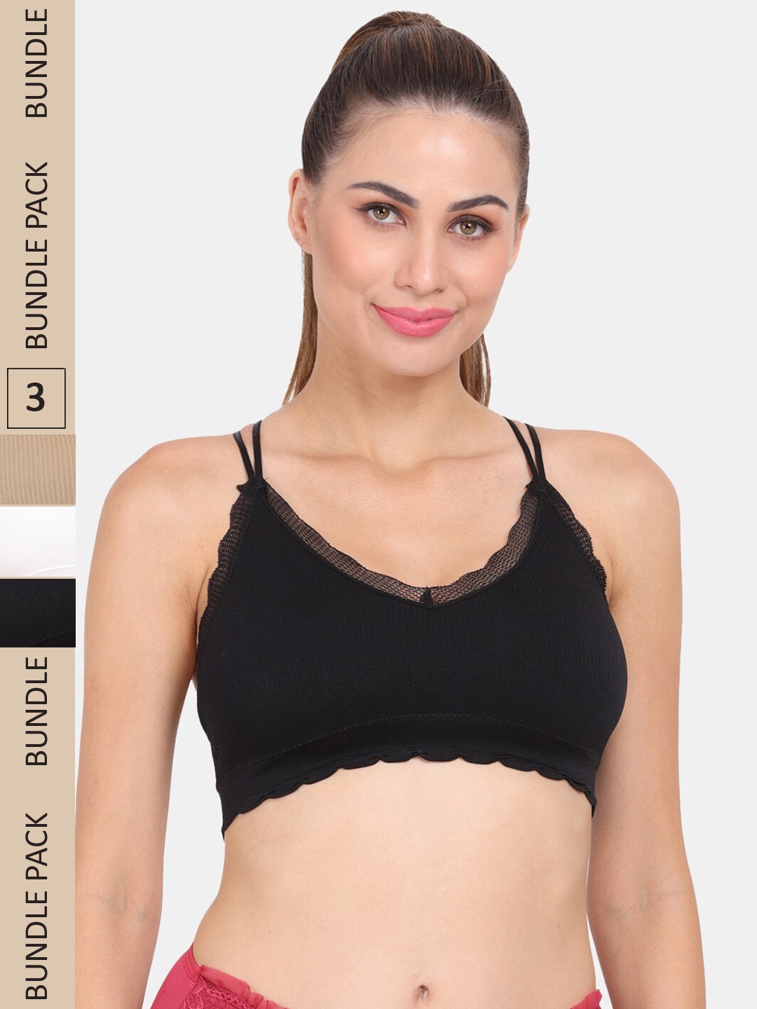 

Amour Secret Pack of 3 Anti-Odour Sports Bra - Lightly Padded, Black