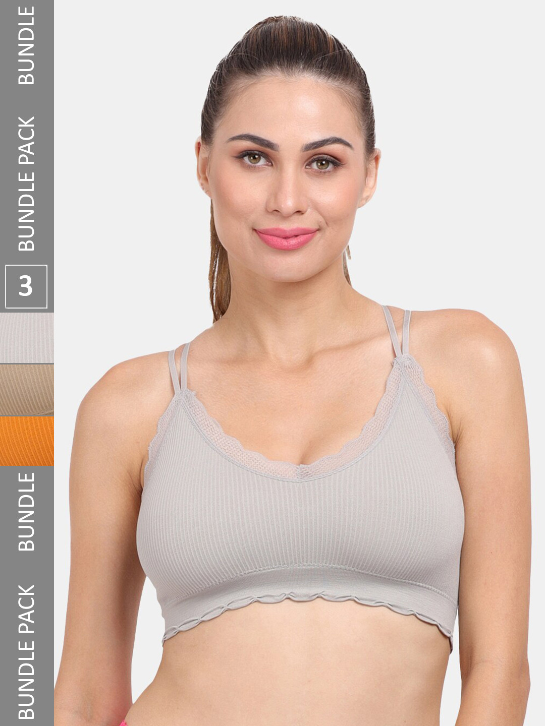 

Amour Secret Pack of 3 Lightly Padded Workout Bra, Orange