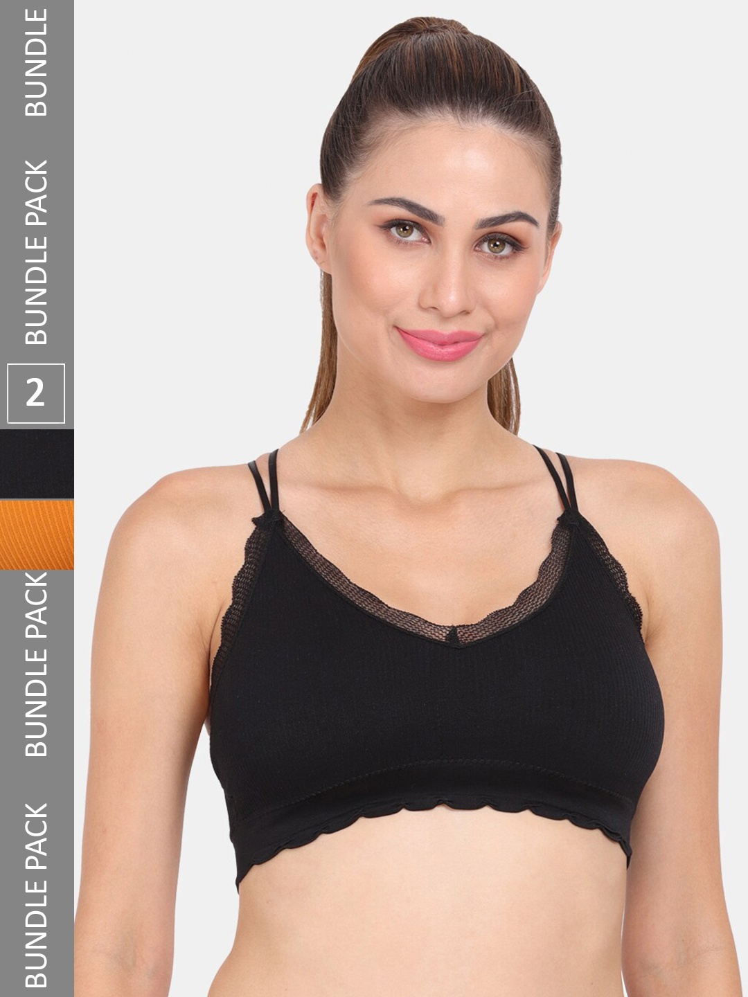 

Amour Secret Pack of 2 Lightly Padded Workout Bra, Black