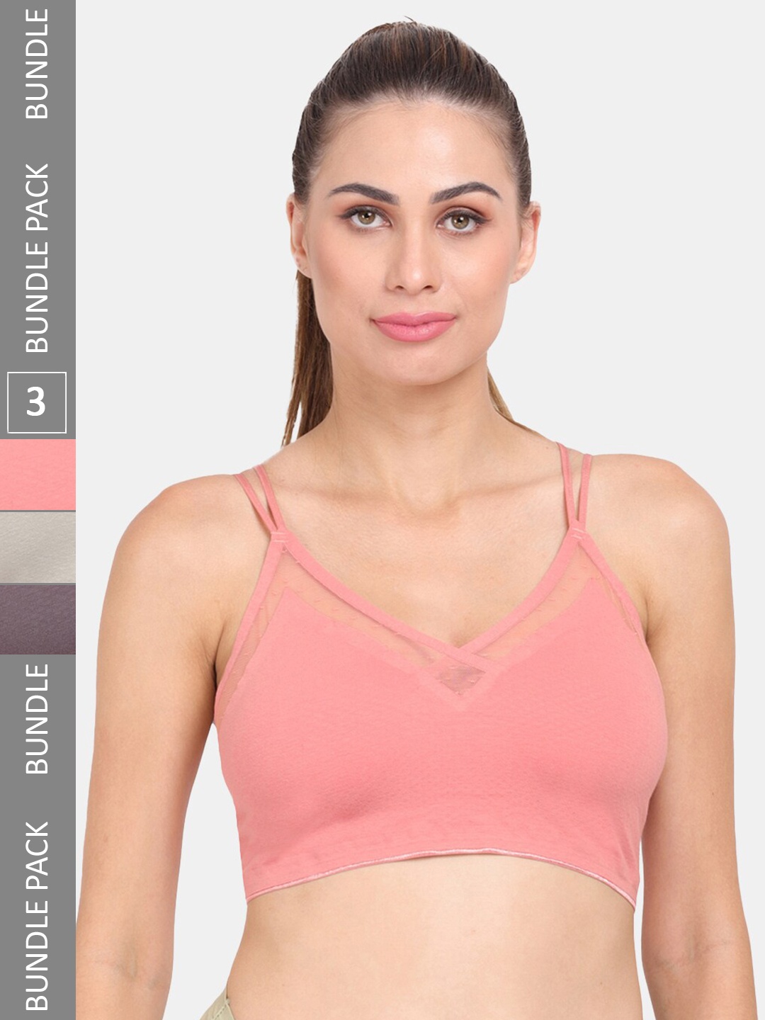 

Amour Secret Pack of 3 Lightly Padded Workout Bra, Coral