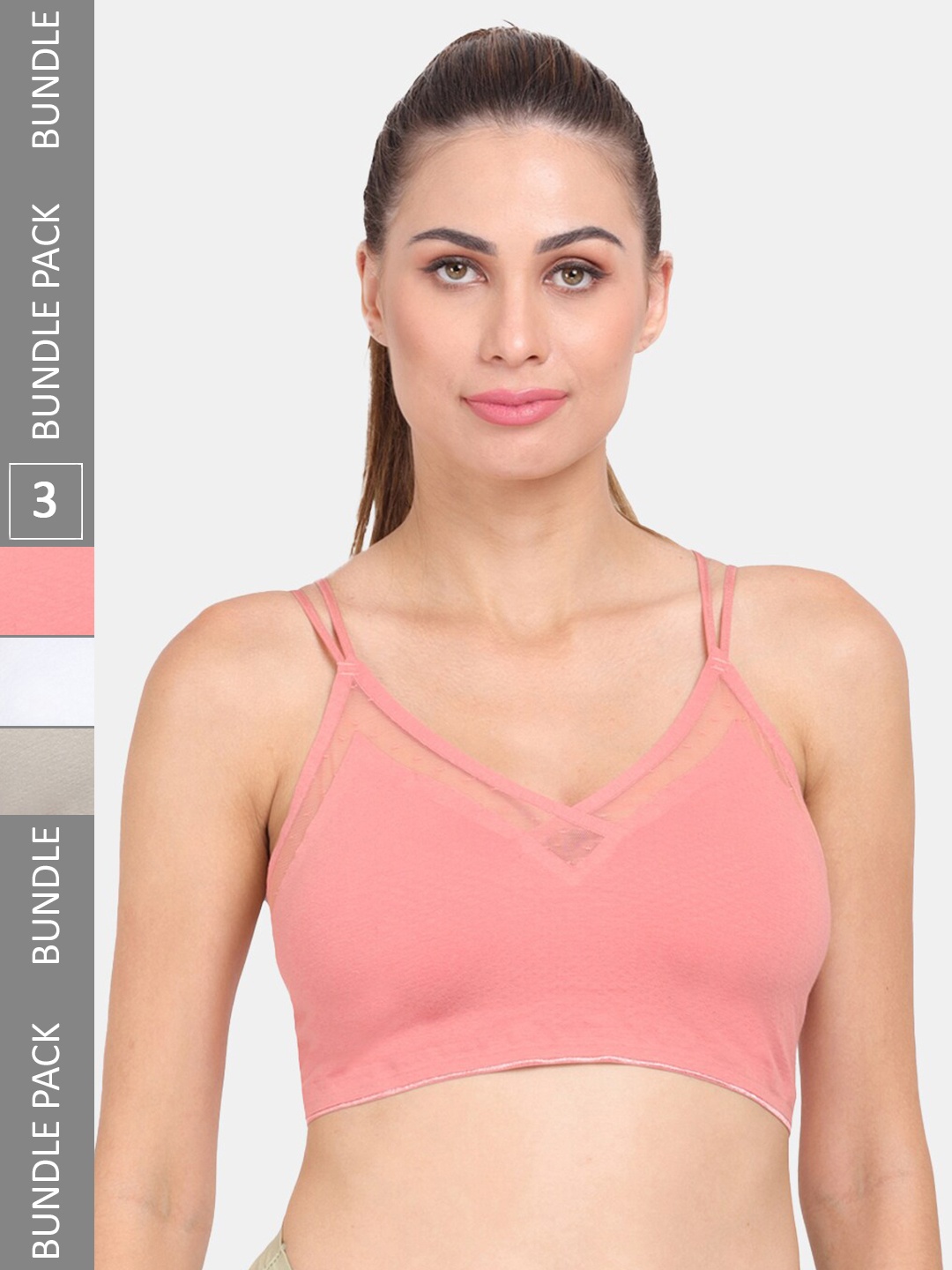 

Amour Secret Pack of 3 Lightly Padded Workout Bra, Coral