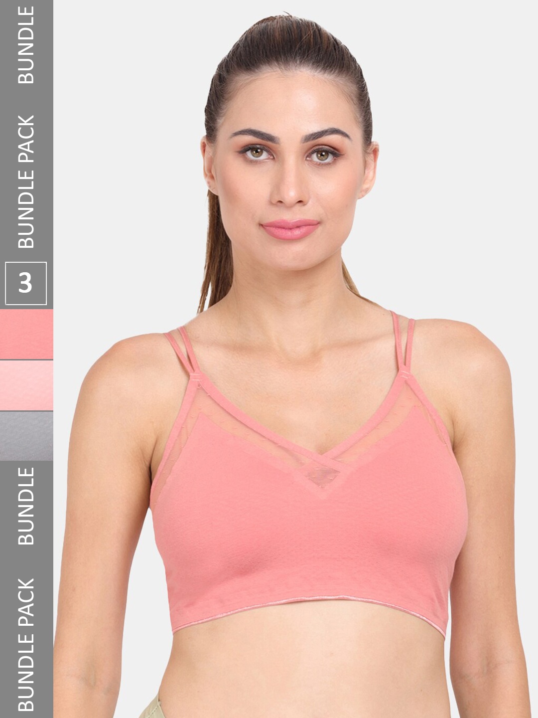 

Amour Secret Grey & Pink Bra Lightly Padded