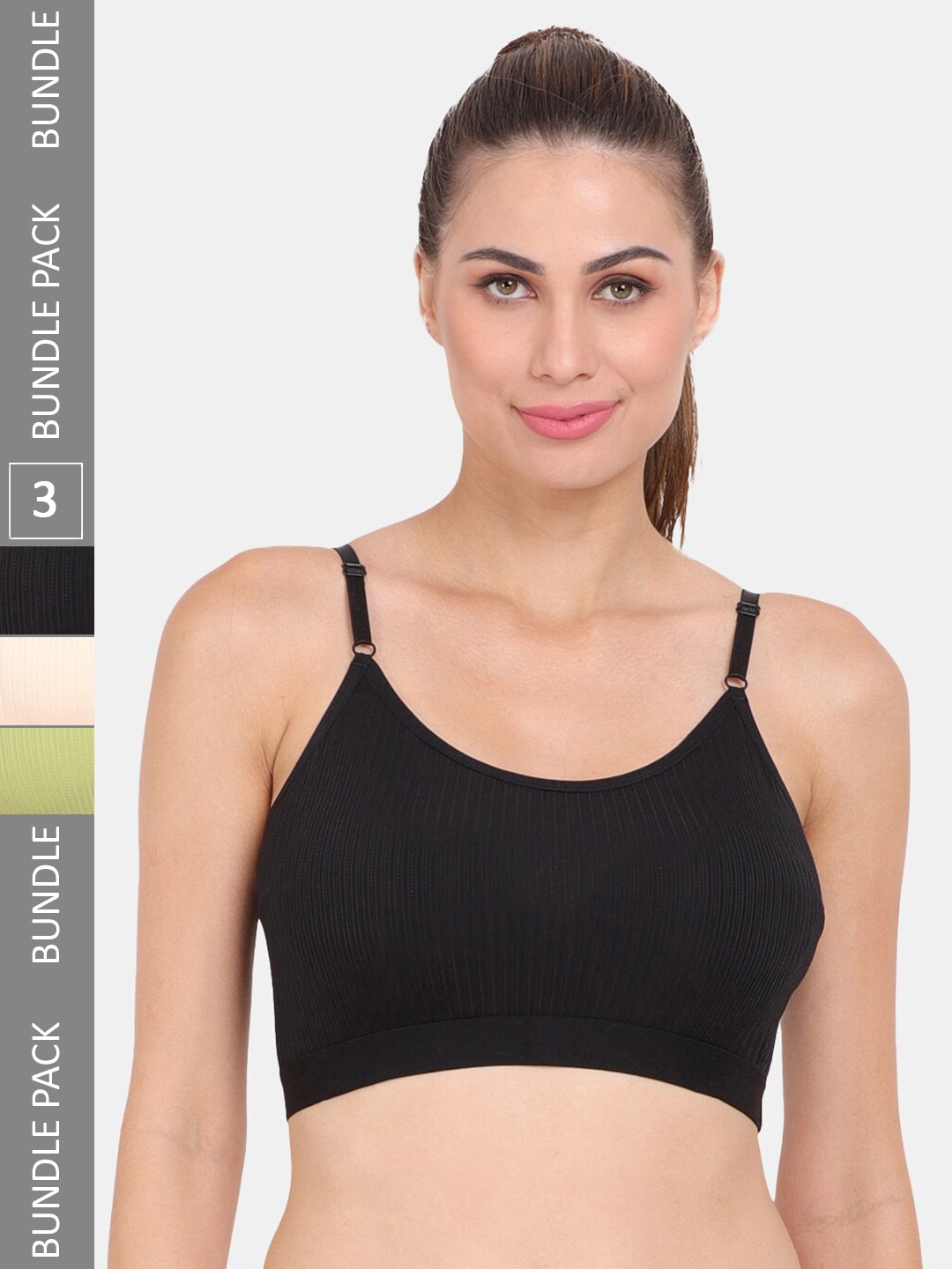 

Amour Secret Pack of 3 Lightly Padded Workout Bra, Green