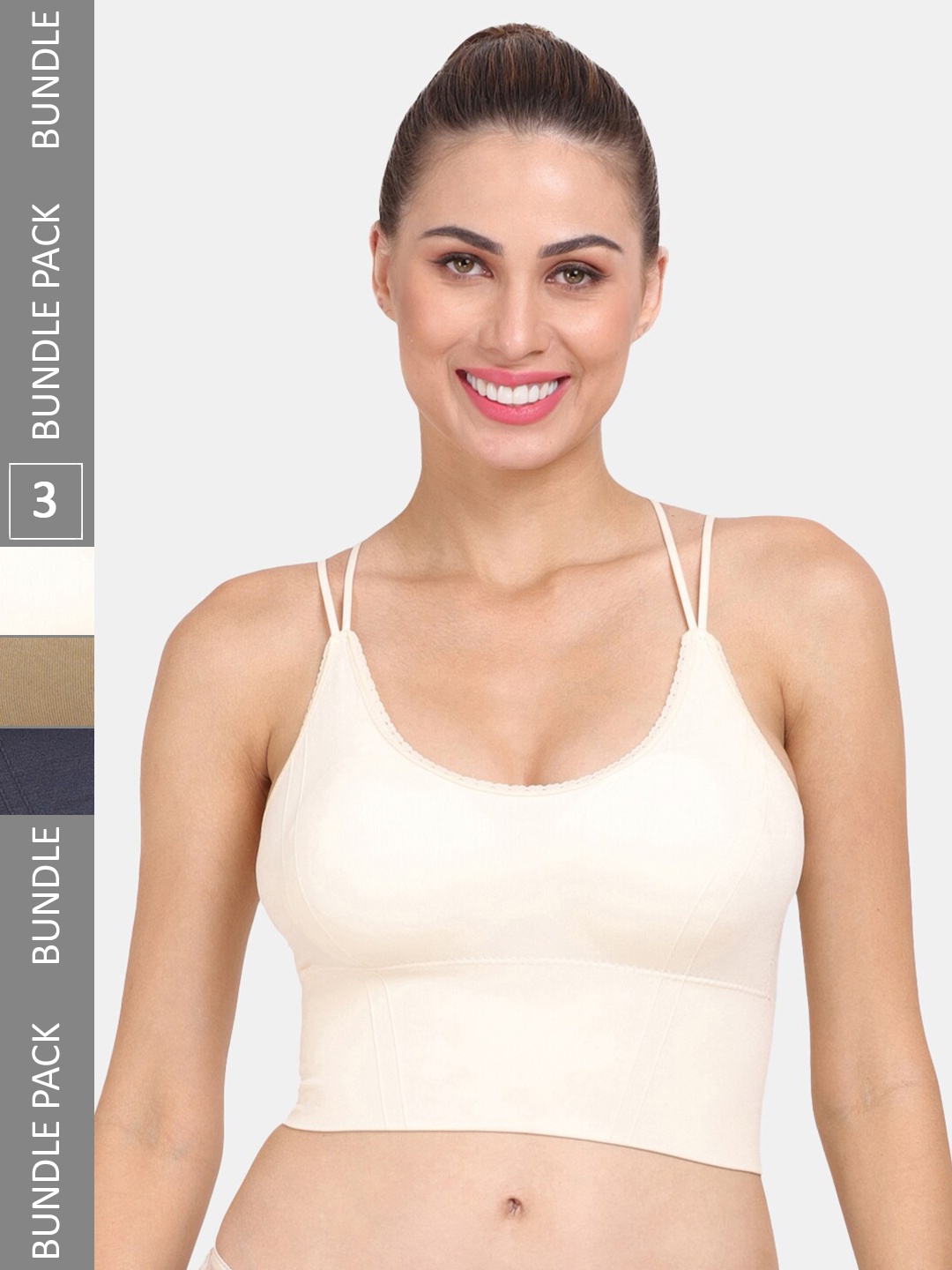 

Amour Secret Pack of 3 Lightly Padded Workout Bra, Cream