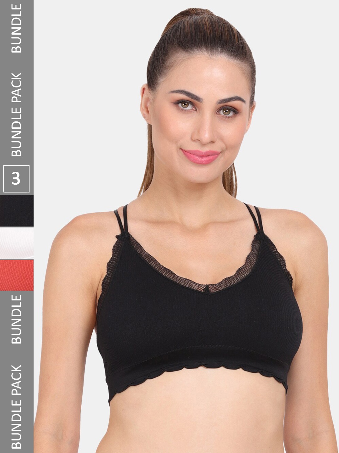 

Amour Secret Pack of 3 Lightly Padded Bra, Black