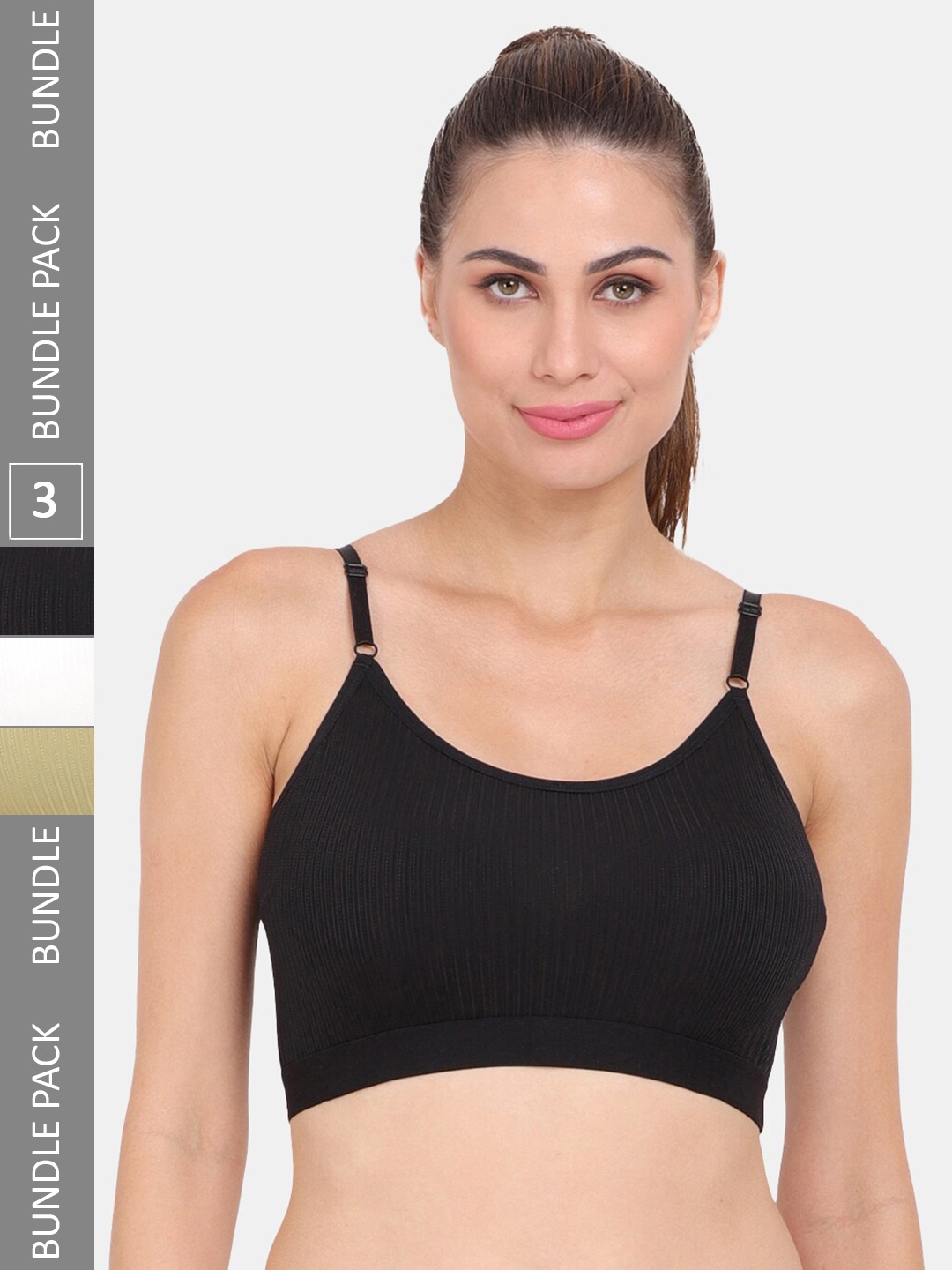 

Amour Secret Pack of 3 Lightly Padded Workout Bra, White