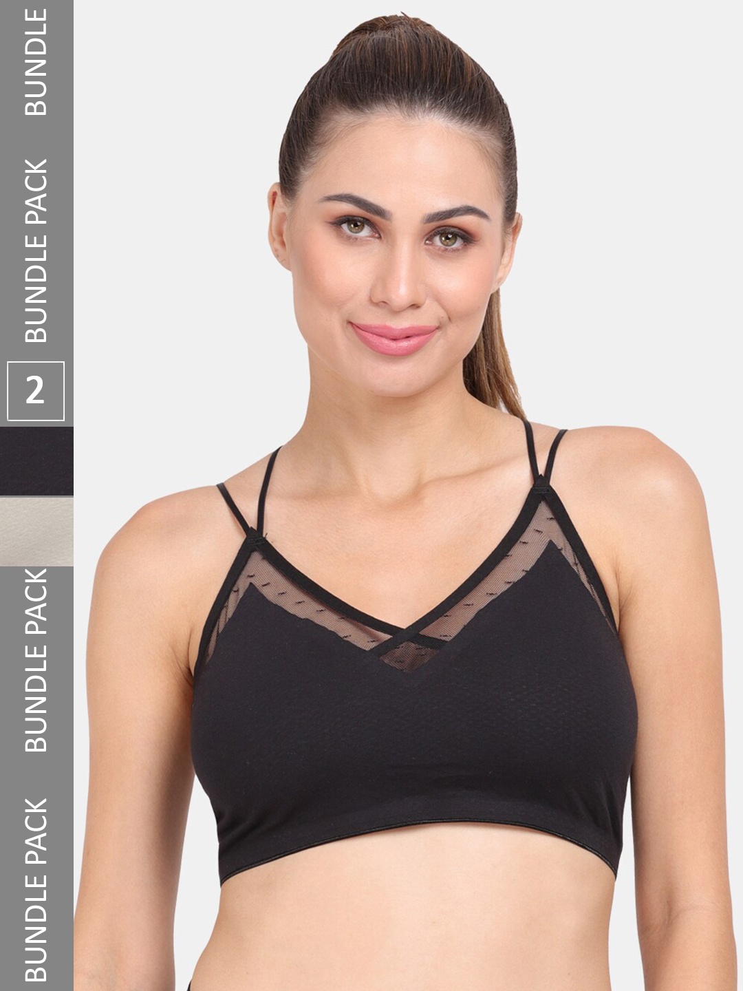 

Amour Secret Pack of 2 Lightly Padded Workout Bra, Black